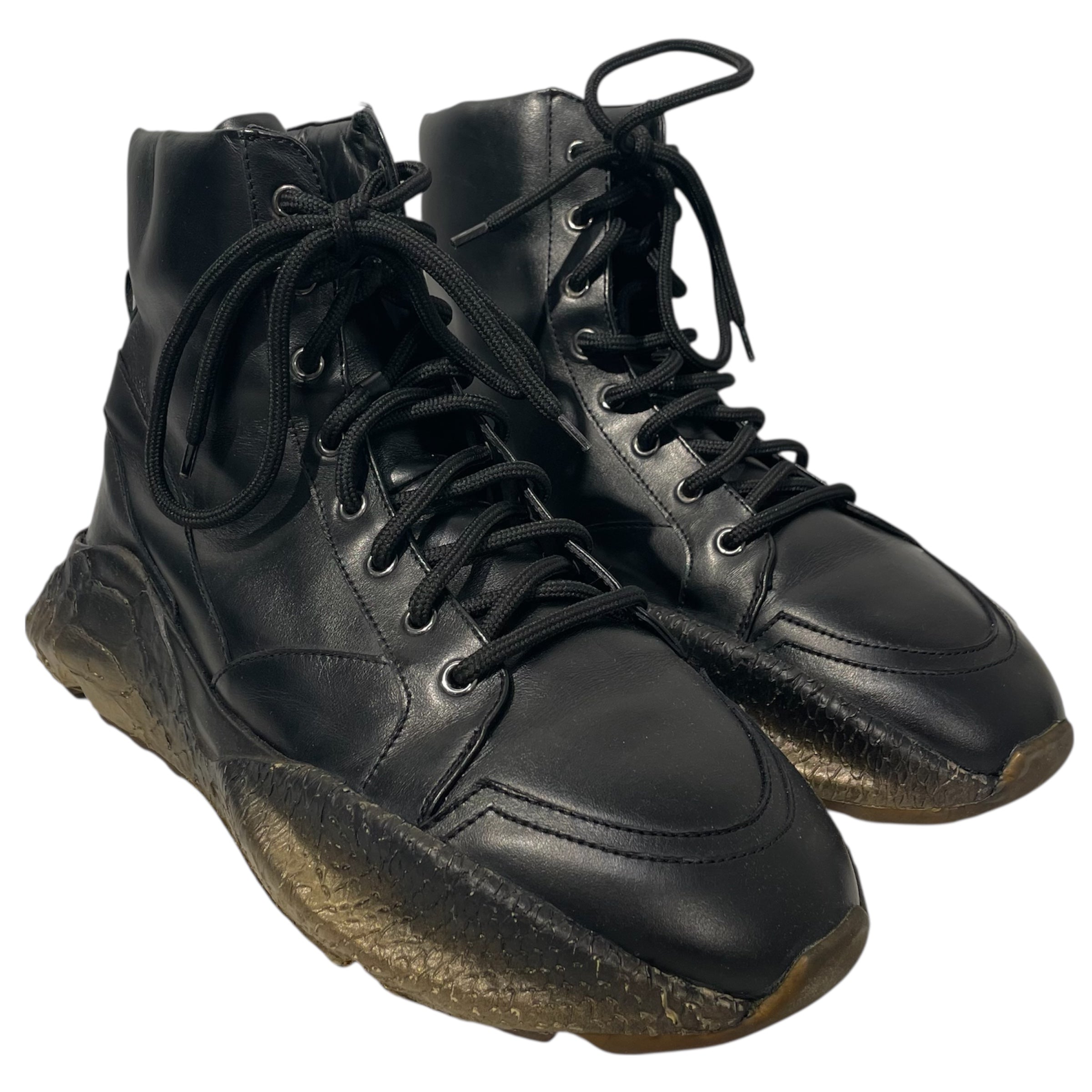 roberto cavalli/Lace Up Boots/US 9/Leather/BLK/gold bottom view 1