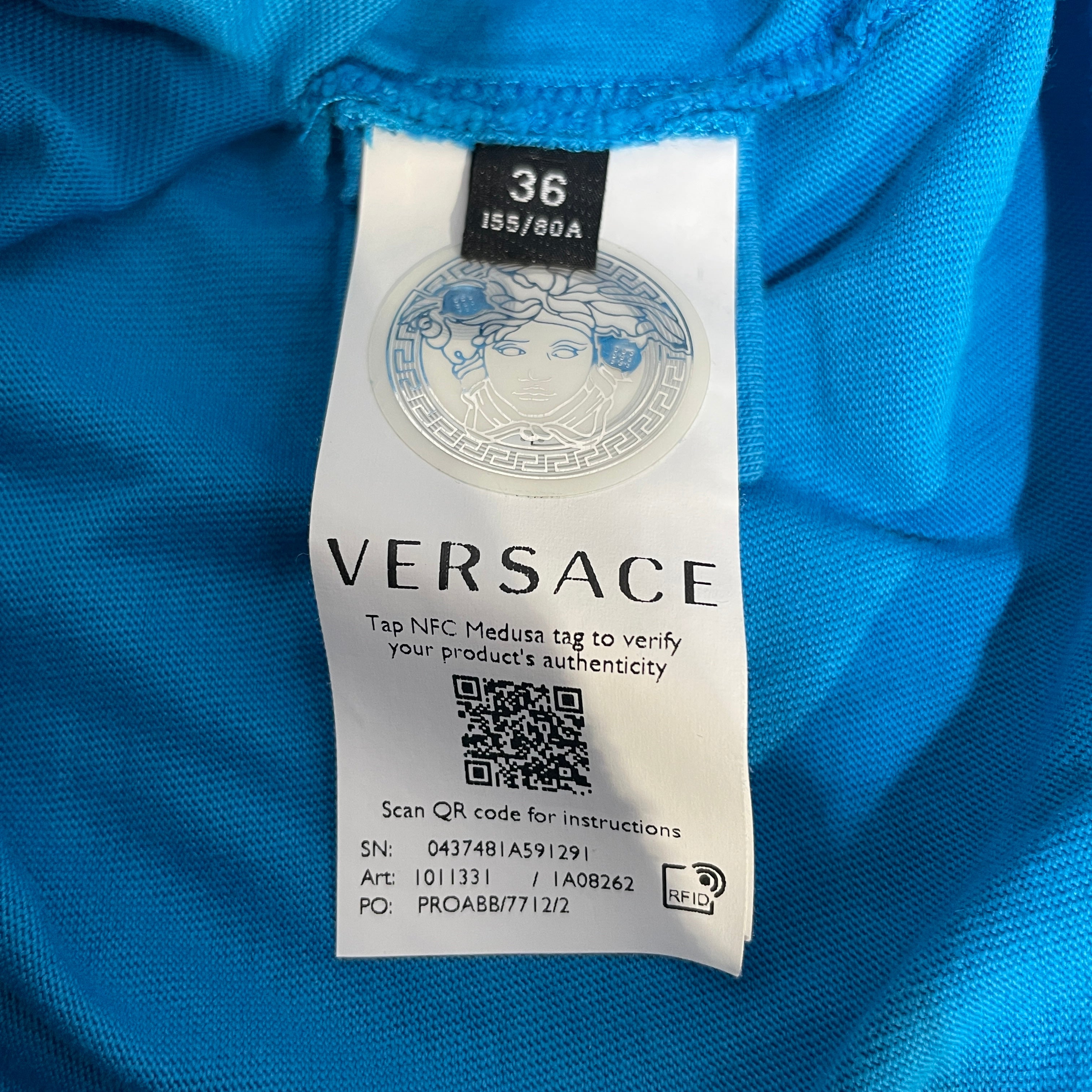 VERSACE/T-Shirt/36/Graphic/Cotton/BLU/Safety Pin Cropped T-shirt view 4