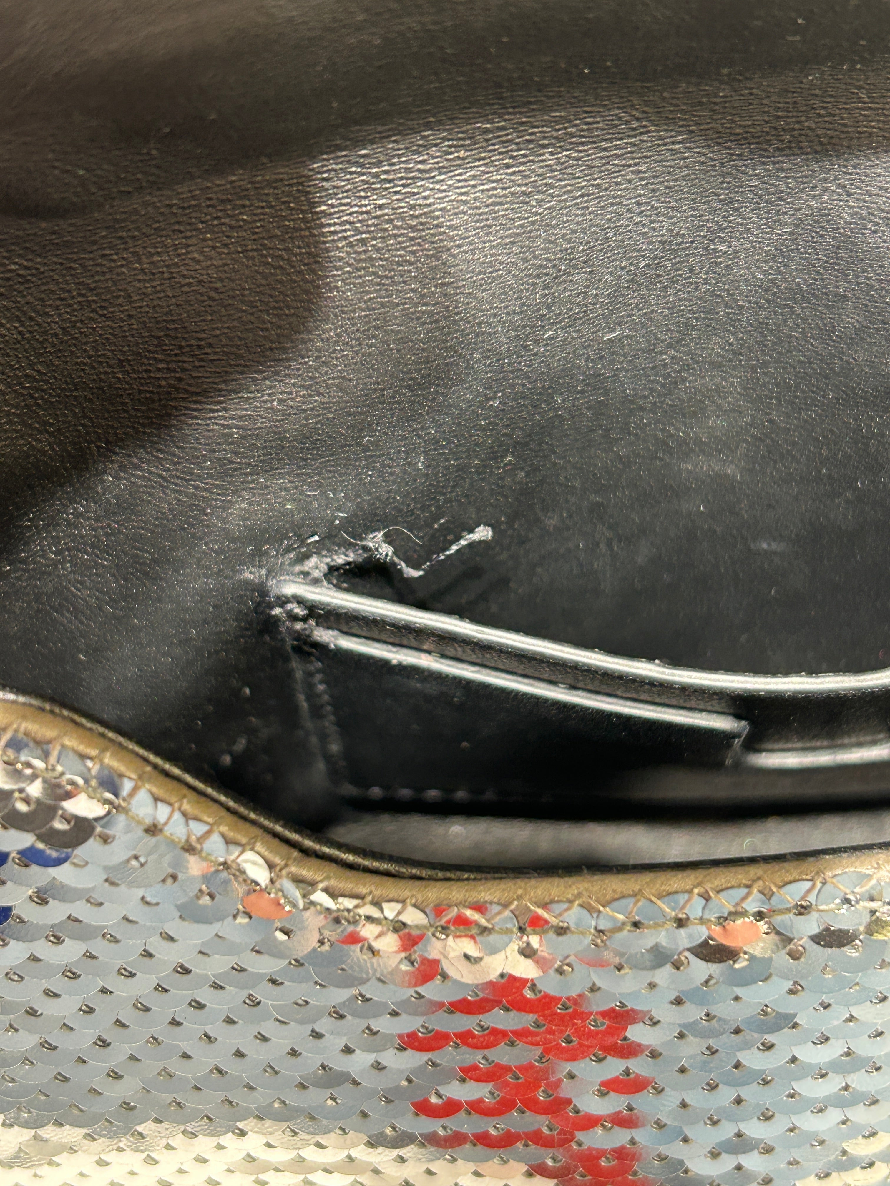 TOM FORD/Hand Bag/S/Glitter/Leather/SLV/SEQUINS/BLACK LEATHER PATCH view 7