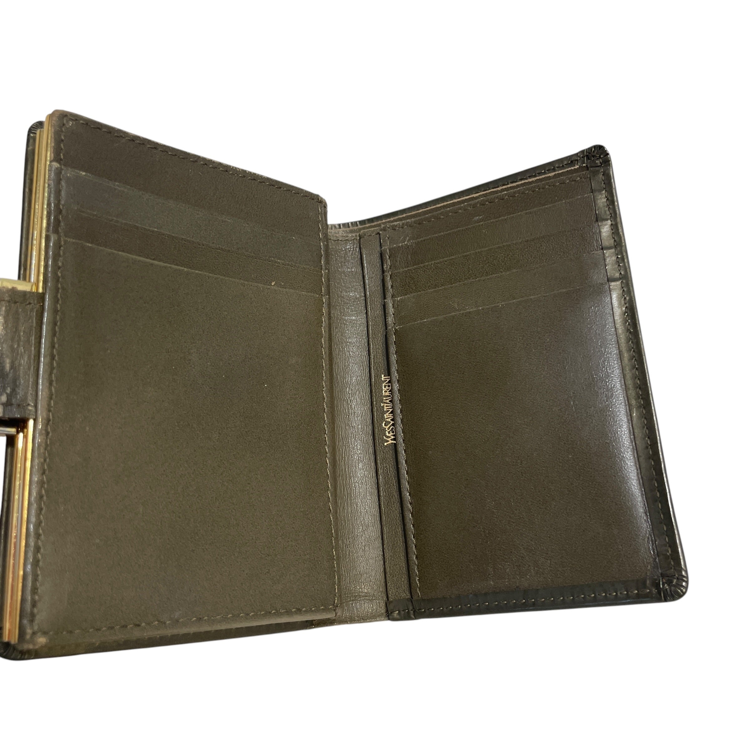 YVES SAINT LAURENT/Bifold Wallet/Leather/GRN/Leather Compact Wallet view 3