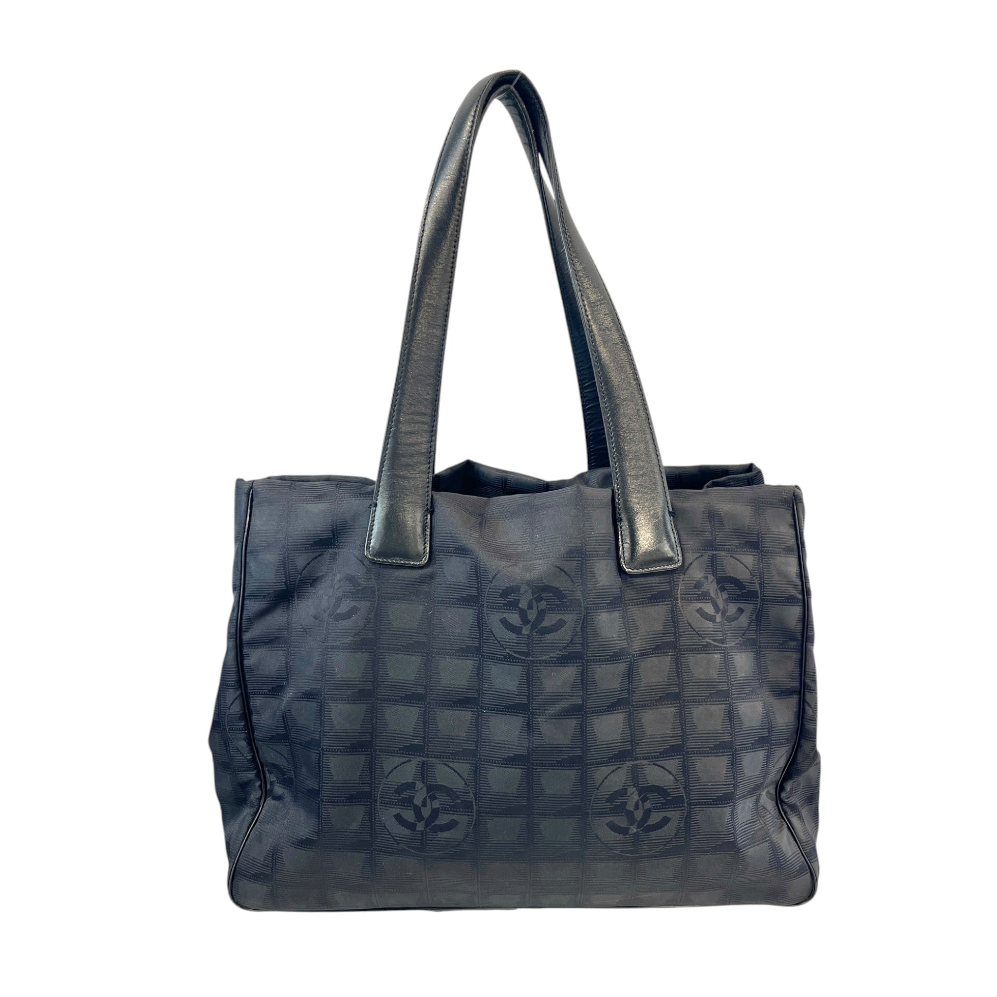 CHANEL/Tote Bag/Hombre Check/Nylon/BLK/TRAVEL LINE TOTE BAG view 2
