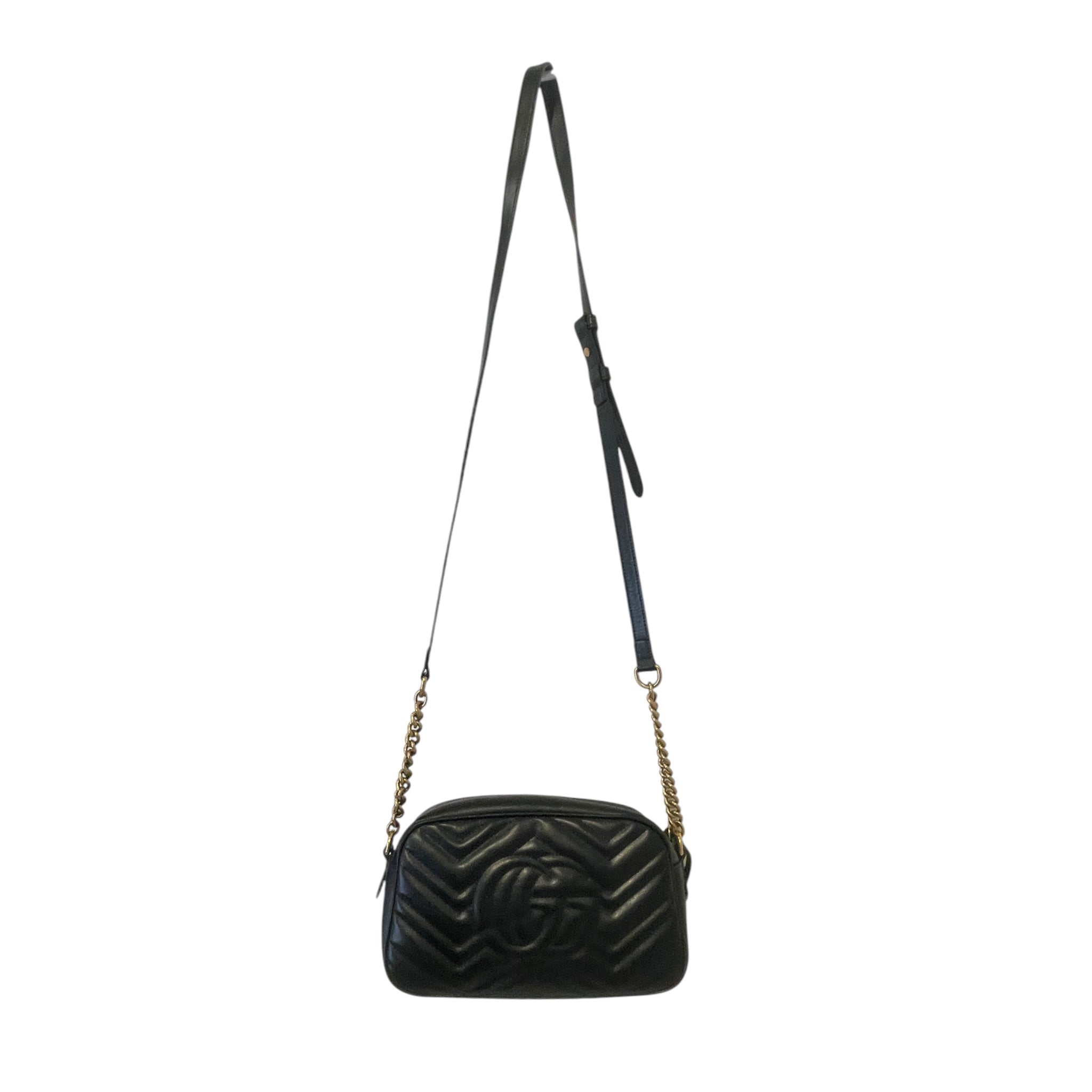 GUCCI/Cross Body Bag/Leather/BLK/Marmont Bag view 2
