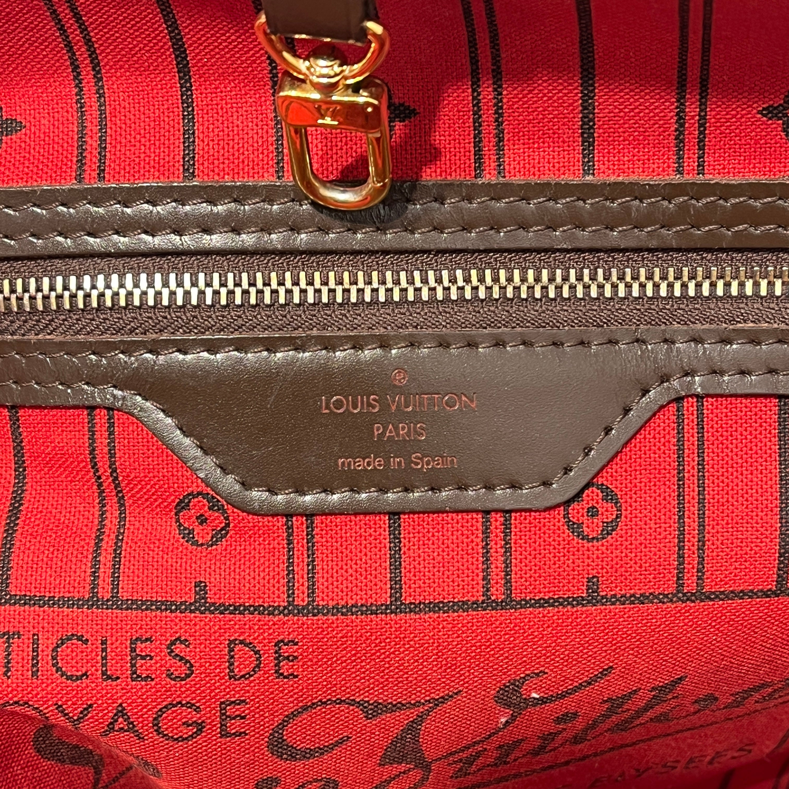 LOUIS VUITTON/Tote Bag/Stripe/Leather/BRW/Damier Ebene Neverfull MM view 6