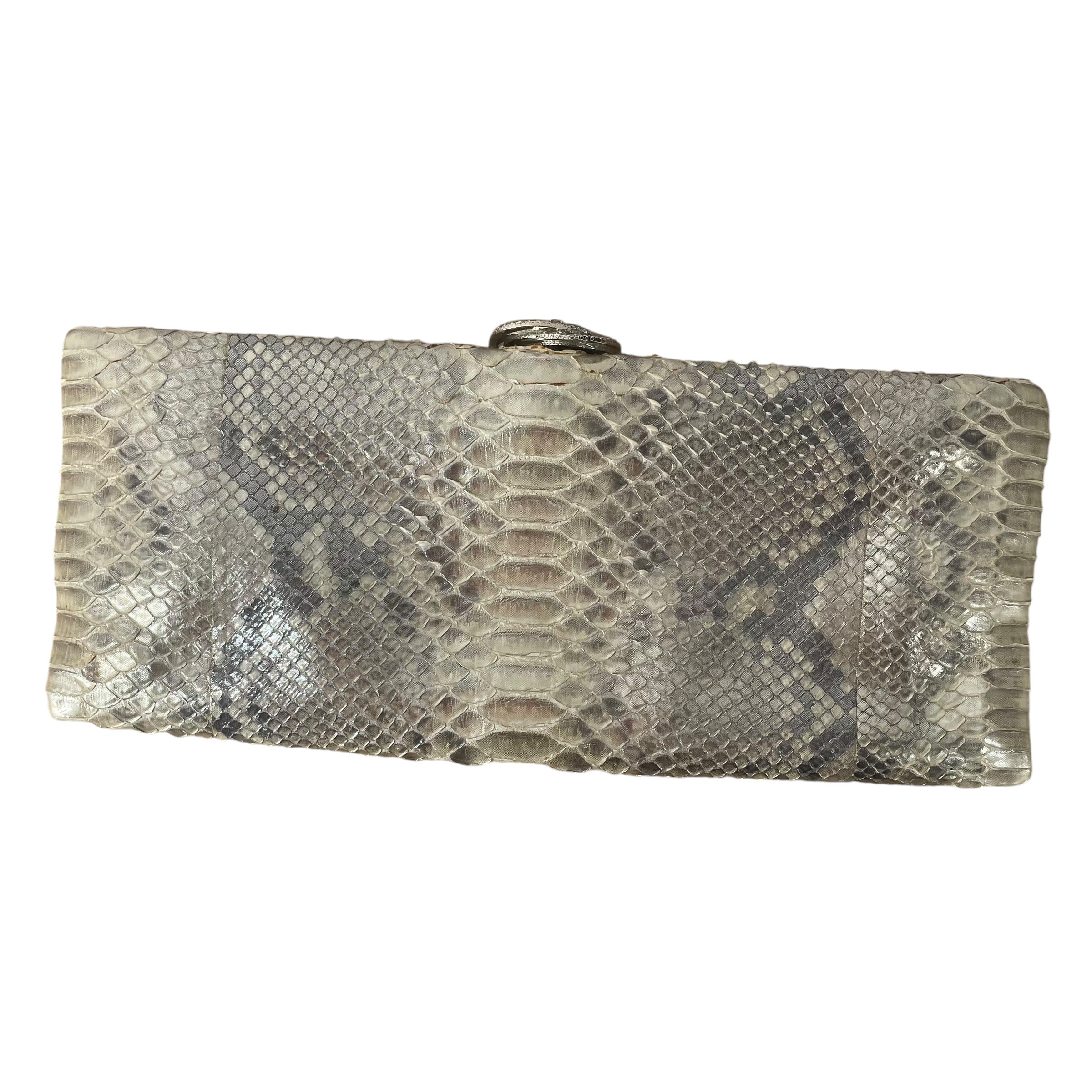 CHANEL/Clutch Bag/Animal Pattern/Leather/GLD/PYTHON CLUTCH ROSE PENDANT view 1