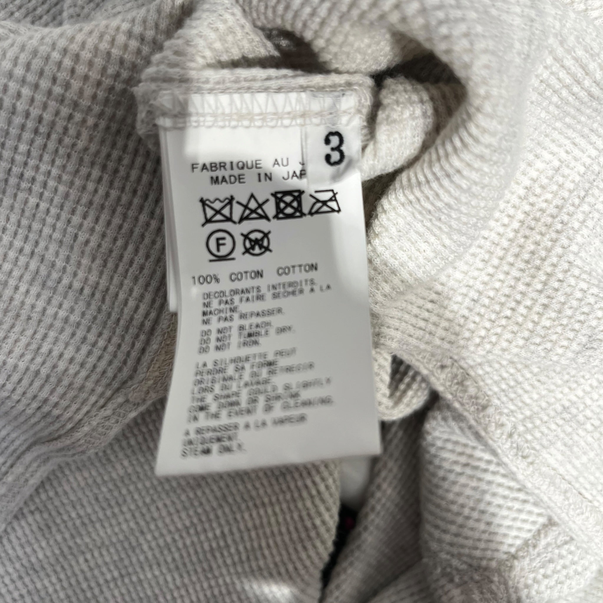 yohji yamamoto POUR HOMME/LS T-Shirt/3/Cotton/GRY/WAFFLE KNIT THERMAL TOP view 5
