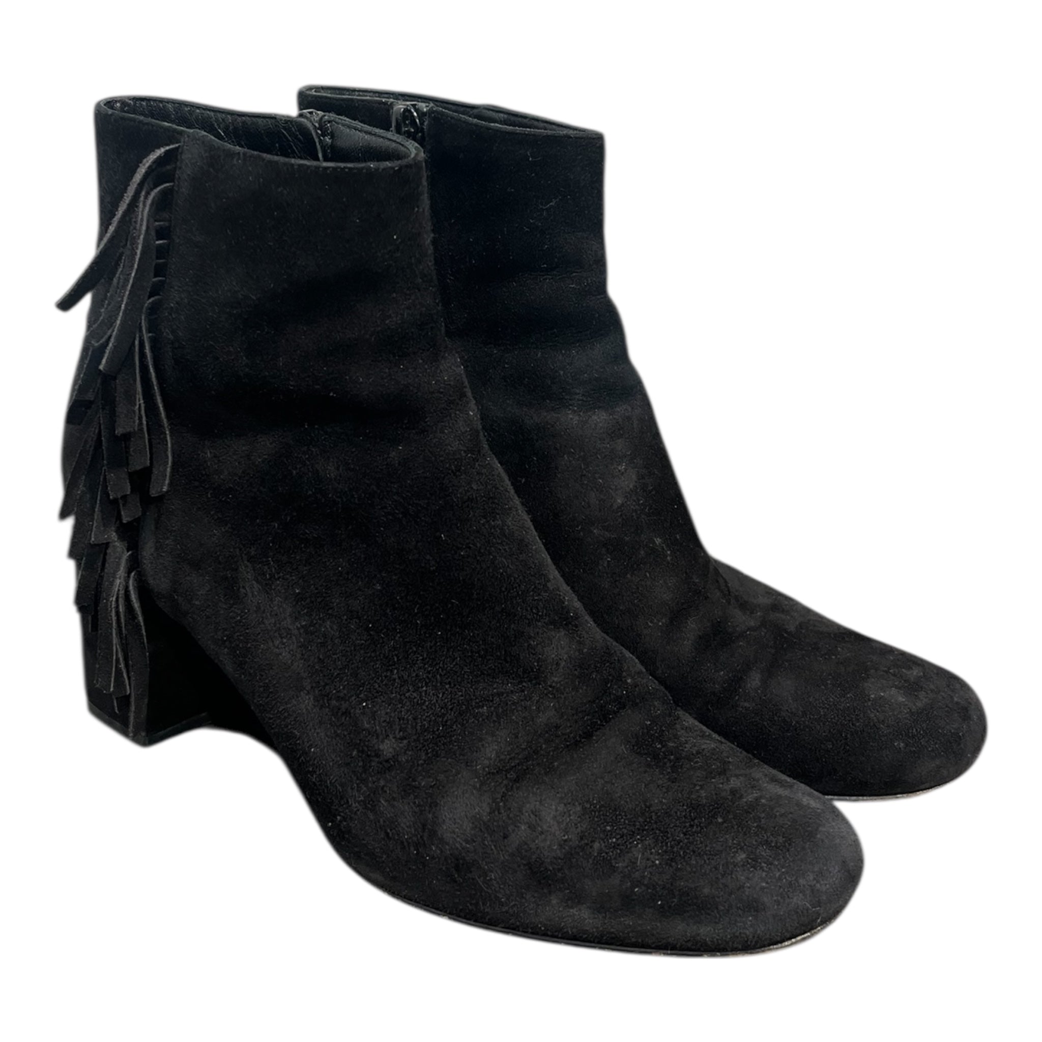 SAINT LAURENT/Booties/EU 38.5/Suede/BLK/FRINGE BOOT view 1