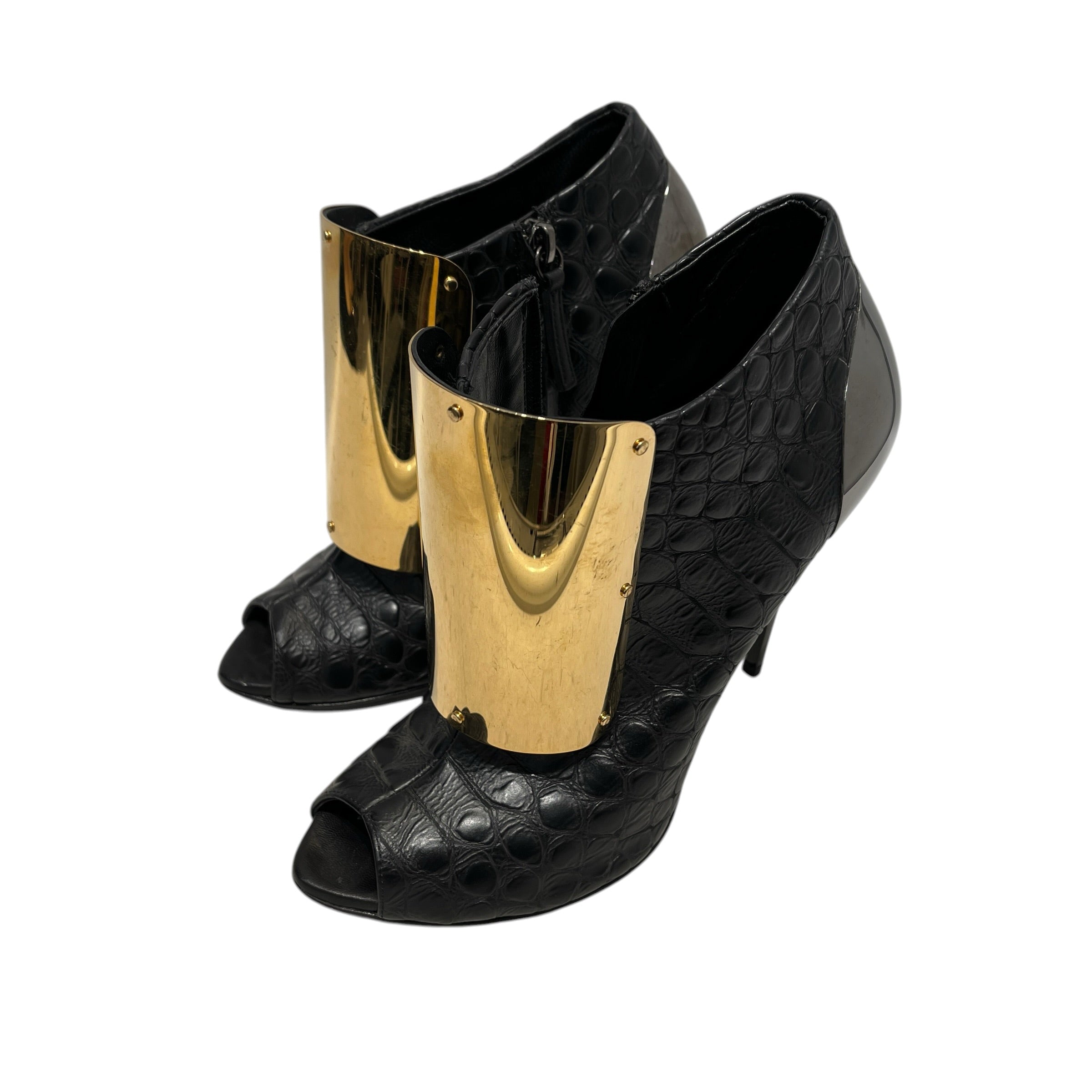 Giuseppe Zanotti/Heels/EU 37/Animal Pattern/Leather/BLK/croc embossed gold plate view 7