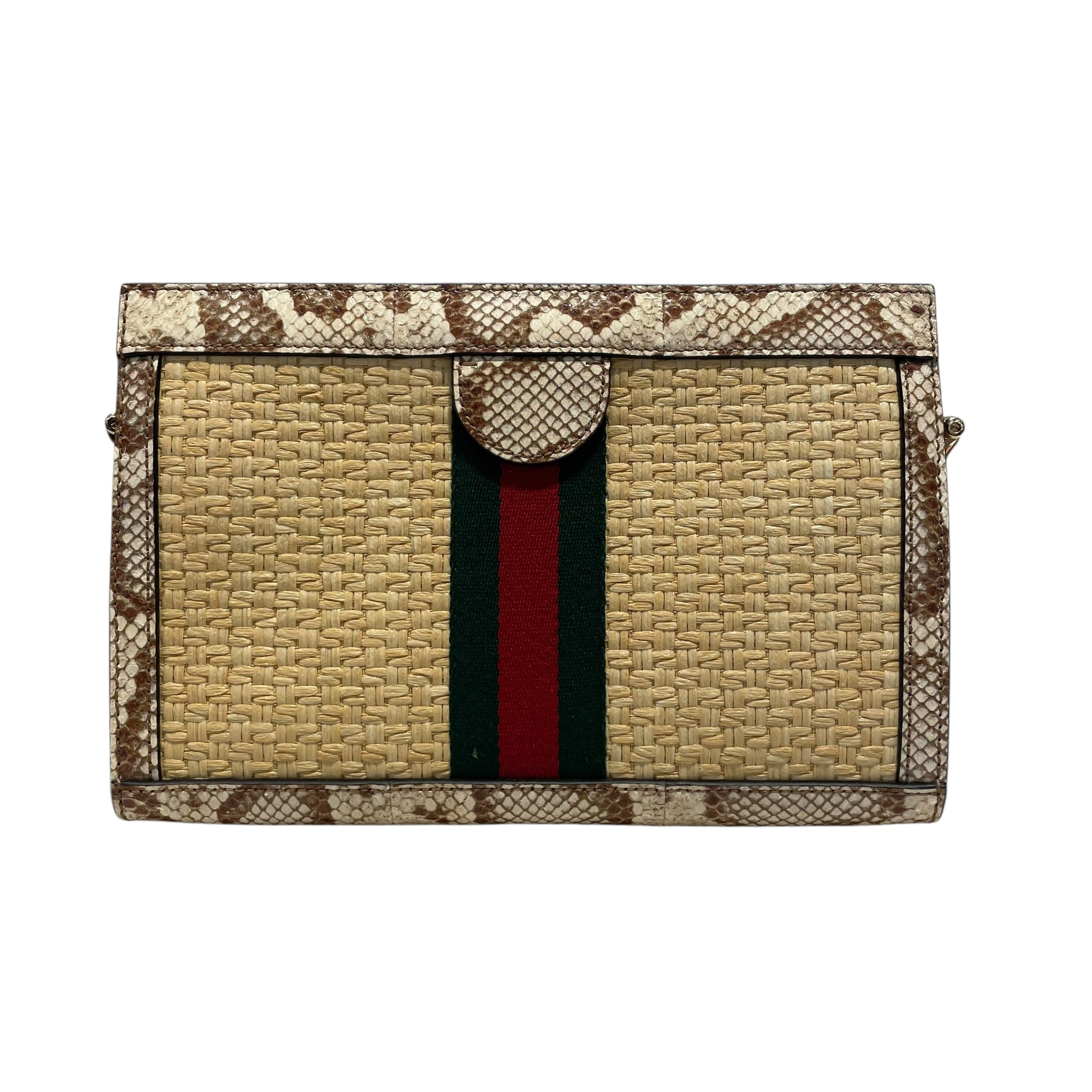 GUCCI/Cross Body Bag/Animal Pattern/Leather/BEG/ophidia straw crossbody view 2