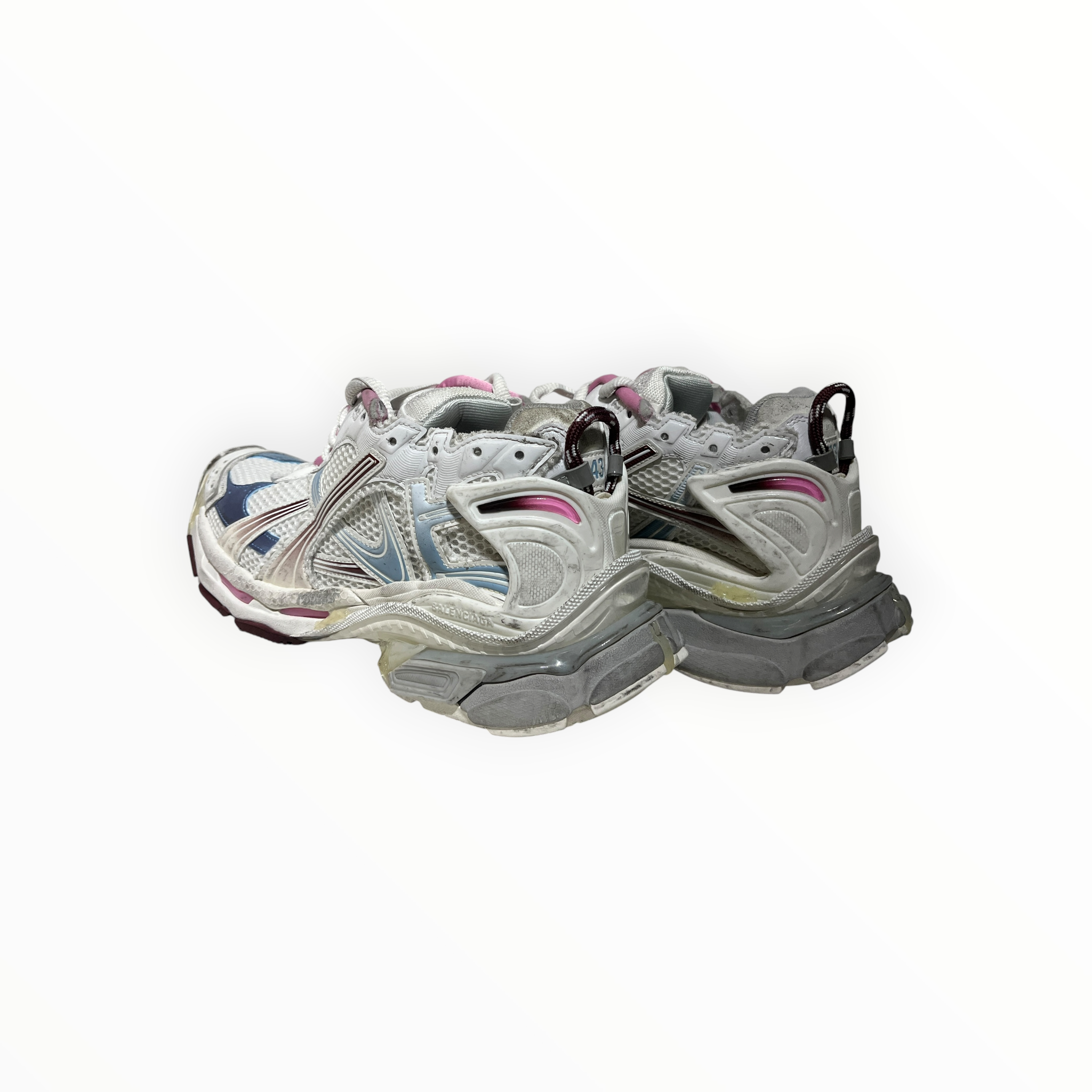 BALENCIAGA/Low-Sneakers/US 10/Leather/WHT/blue and pink runner gradient view 2
