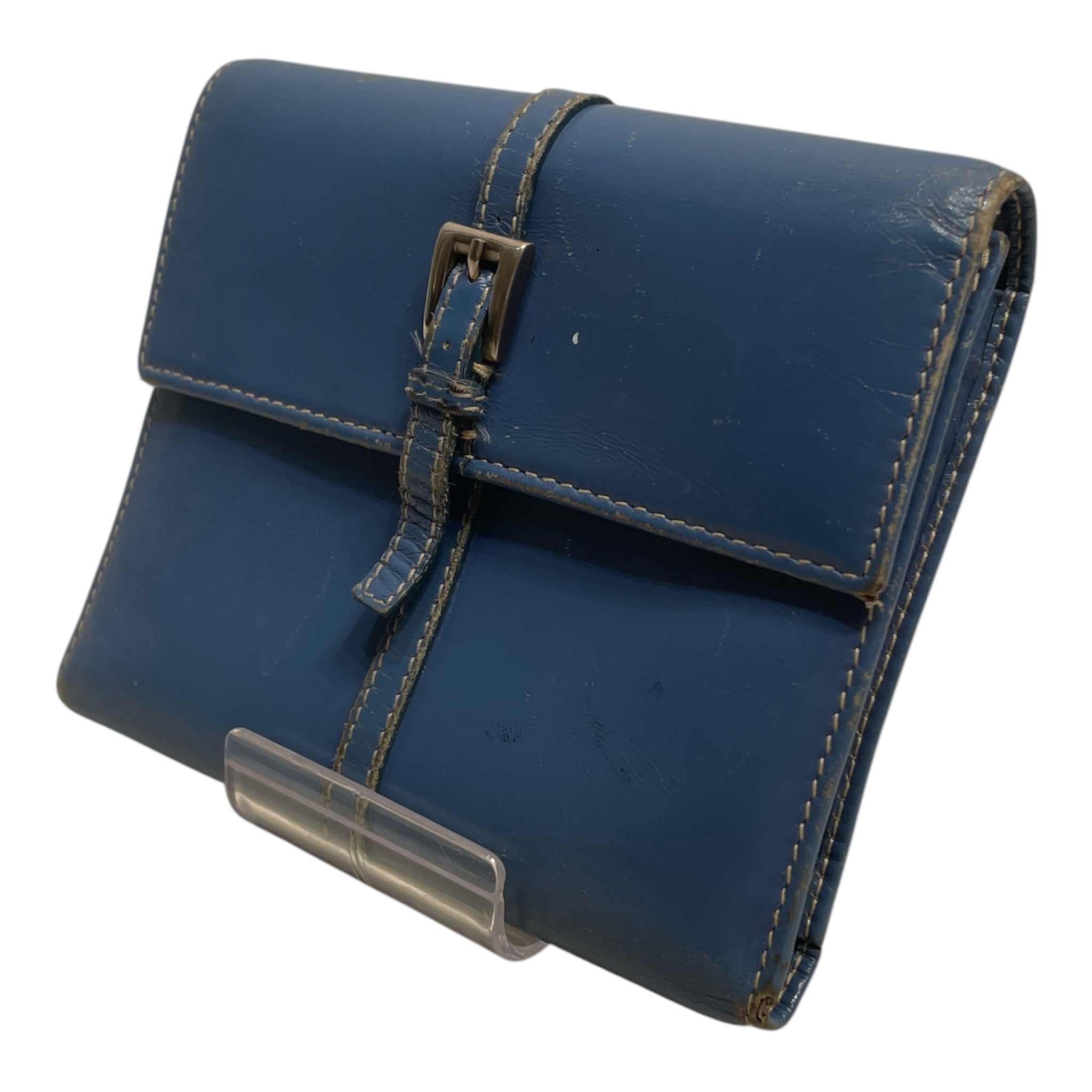 PRADA/Bifold Wallet/Leather/BLU/L's/BABY BLUE SNAP CLOSURE view 1