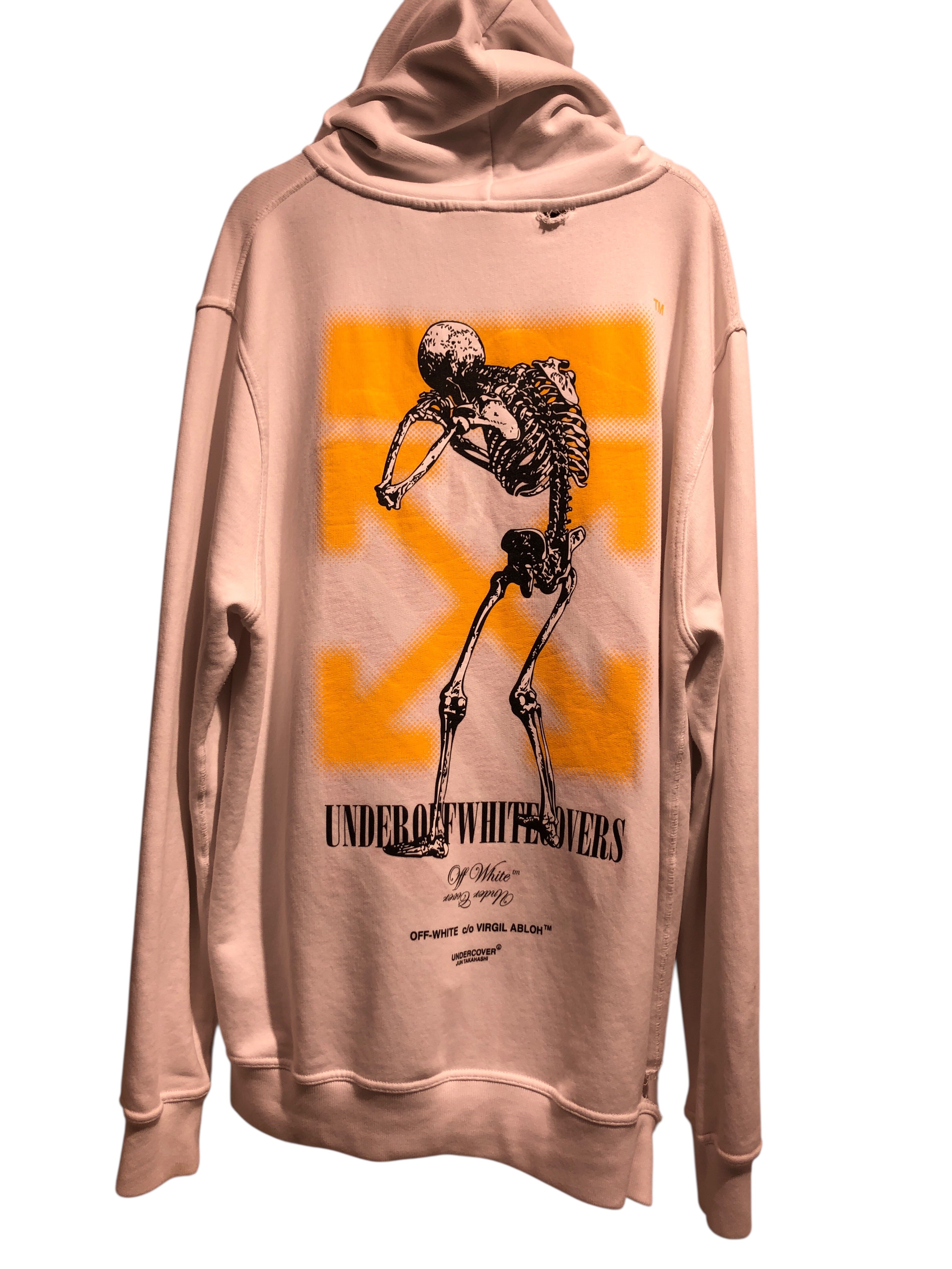 OFF-WHITE/UNDERCOVER/Zip Up Hoodie/L/Graphic/Cotton/WHT/REVERSABLE - SKELETON GRAPHIC view 2