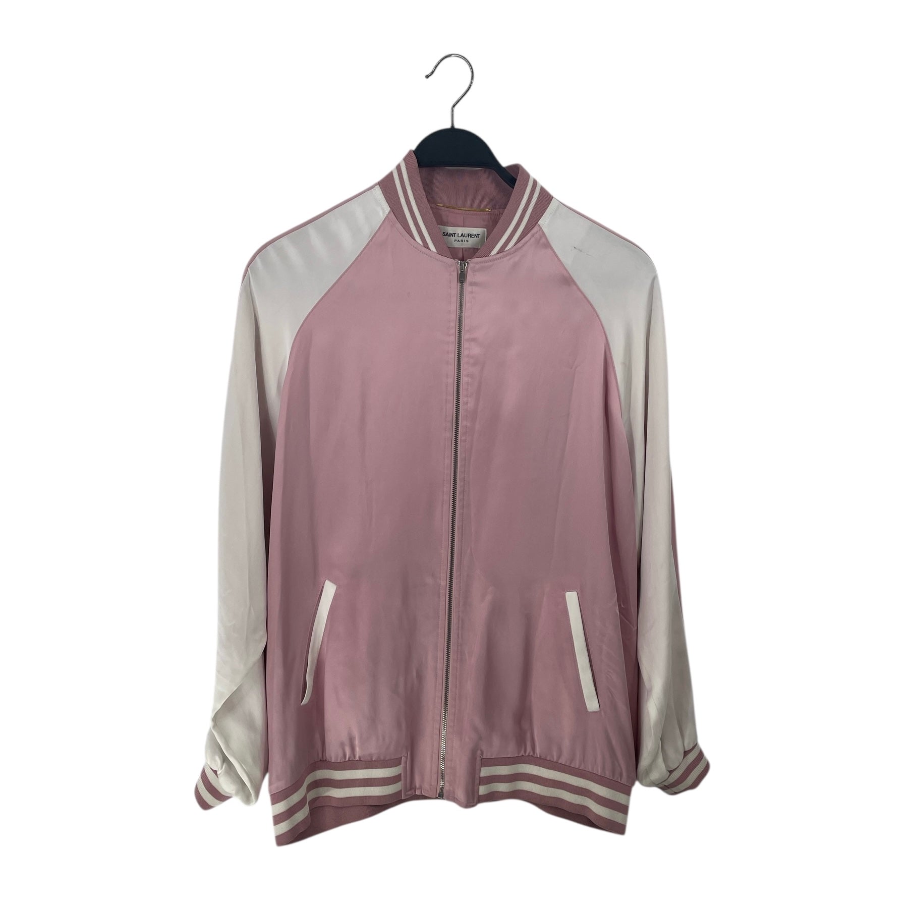 SAINT LAURENT/Jacket/38/PNK/PNK/WHT SATIN BOMBER view 1