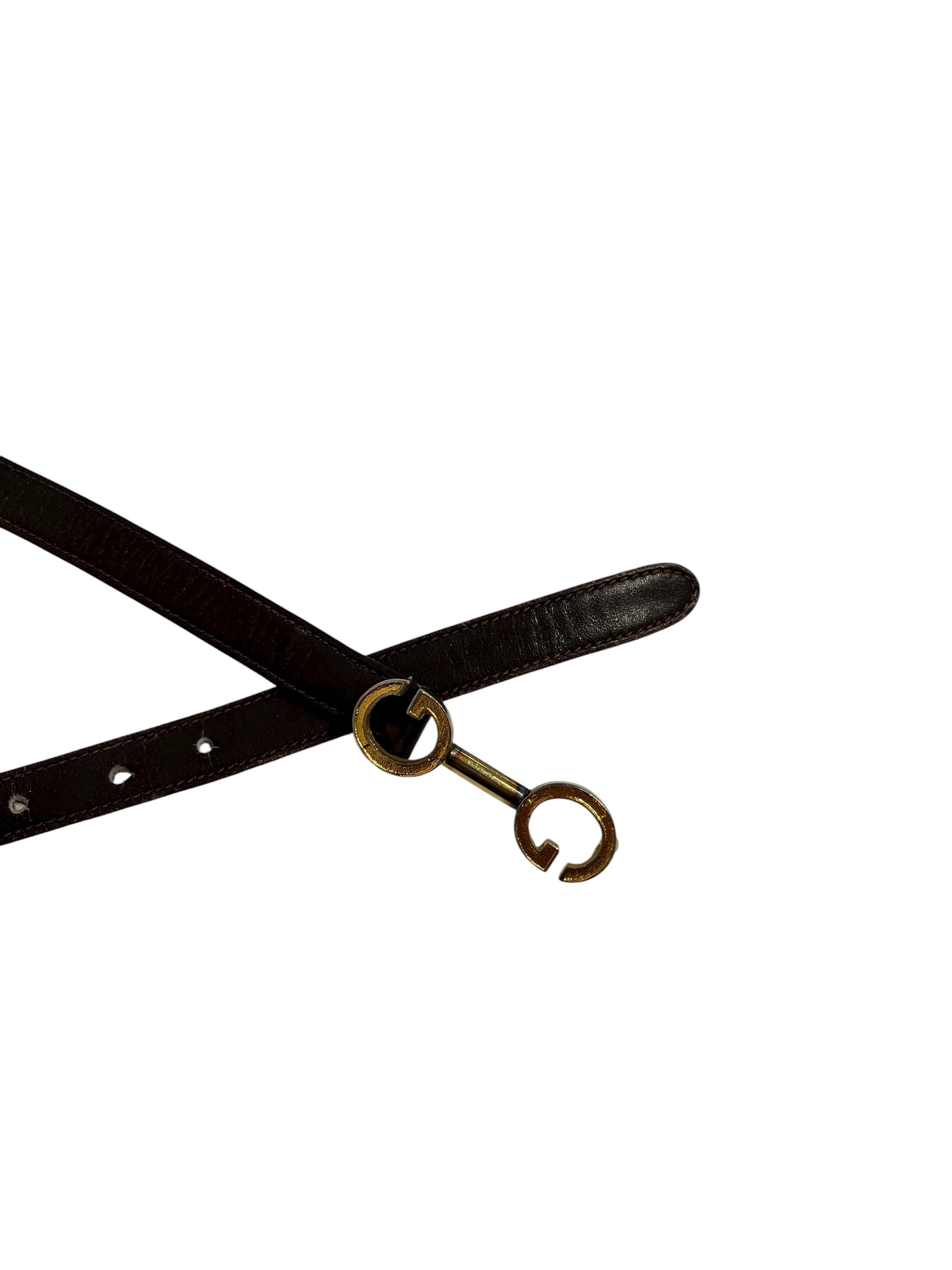 GUCCI/Belt/Leather/BRW/SMALL GOLD HARD WARE TWO GS view 2