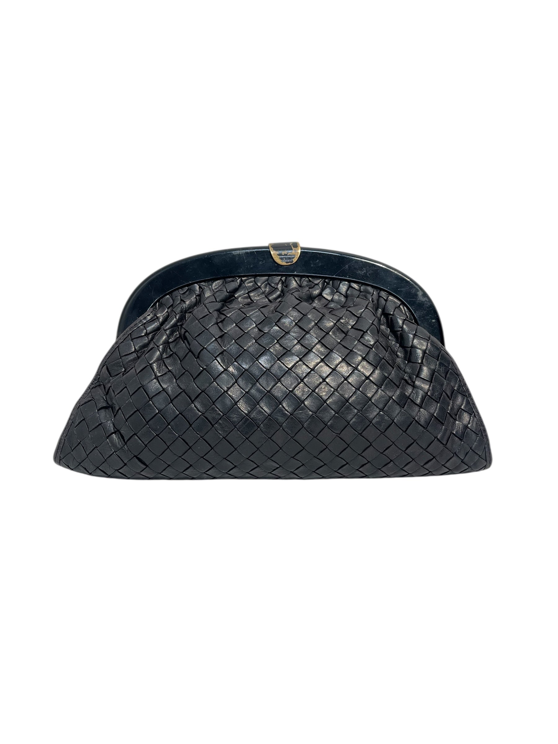 BOTTEGA VENETA/Clutch Bag/Leather/BLK/INTRECCIARO-TARNISH CLASP view 1