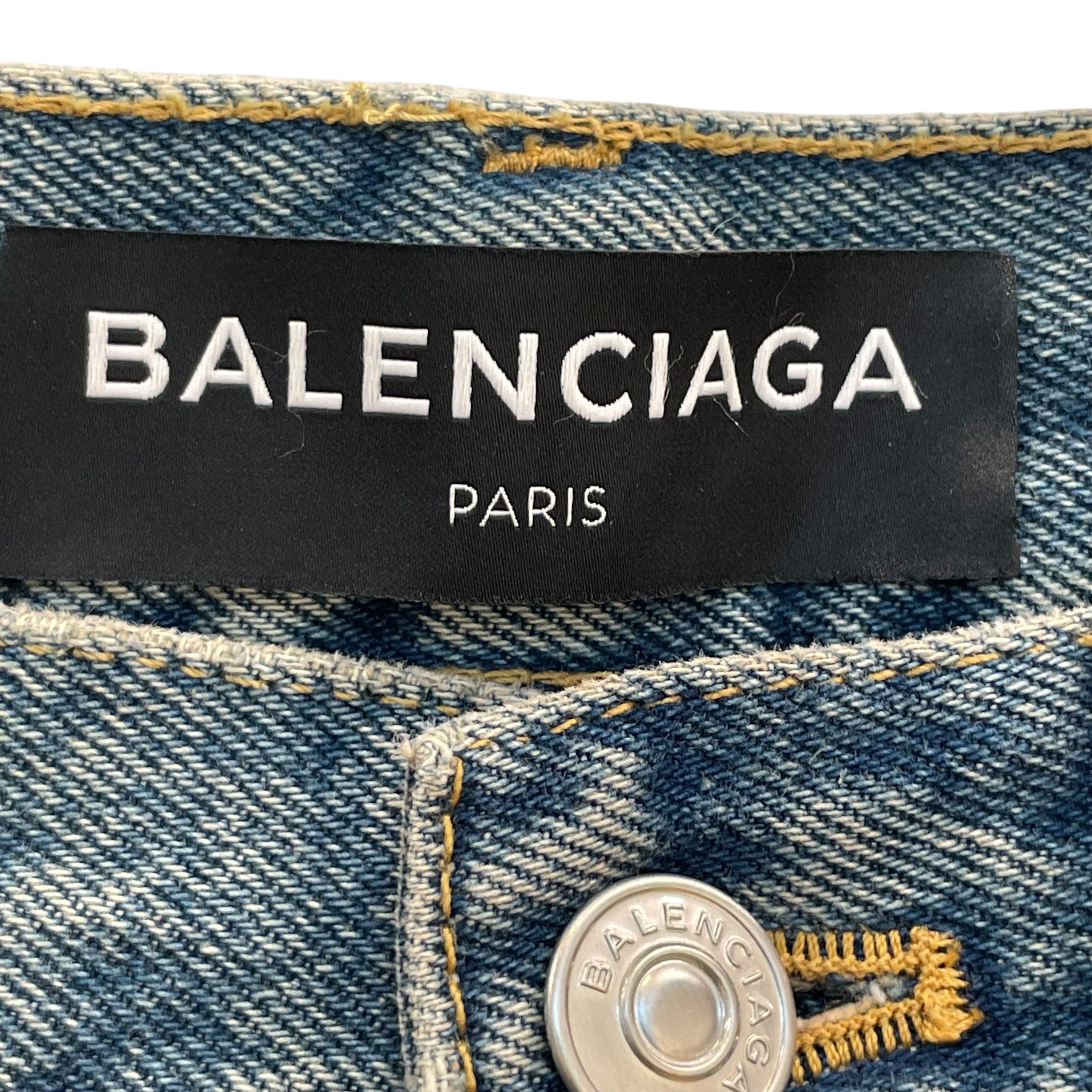 BALENCIAGA/Pants/29/Denim/IDG/wripped shins/sil jean button view 3