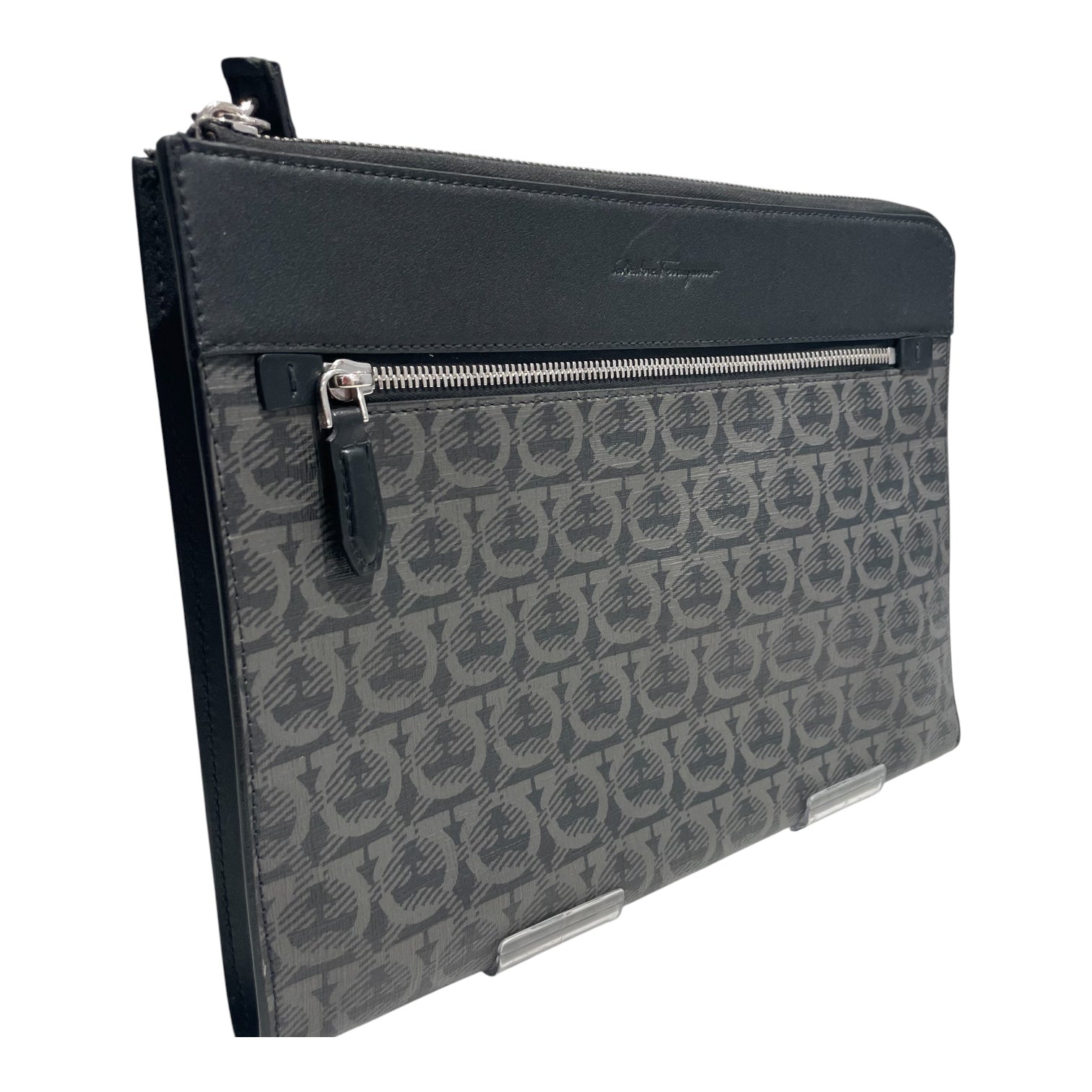 Salvatore Ferragamo/Clutch Bag/Monogram/Leather/BLK/Gancini Clutch Bag view 6