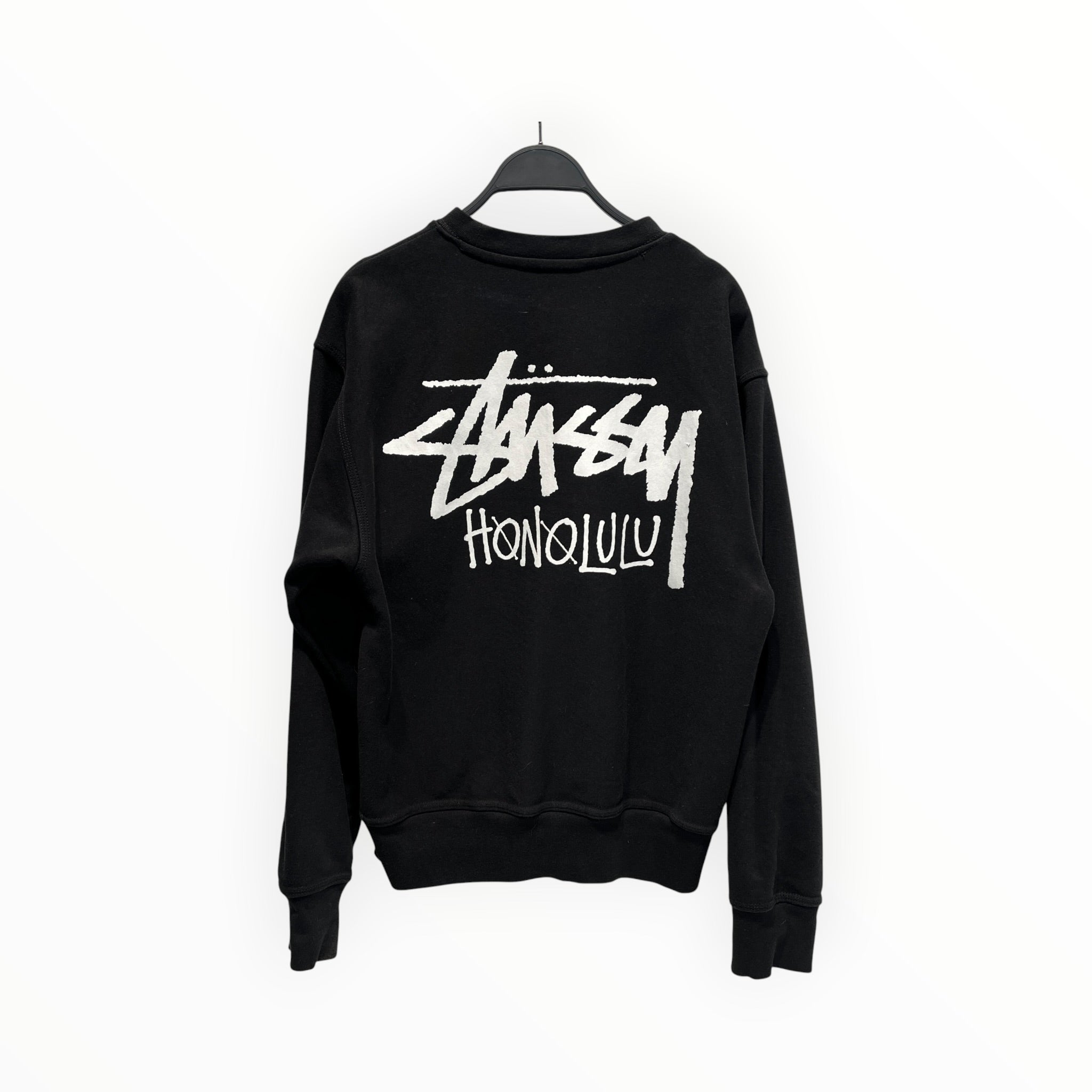 STUSSY/Sweatshirt/S/Graphic/Cotton/BLK/honolulu crewneck view 2