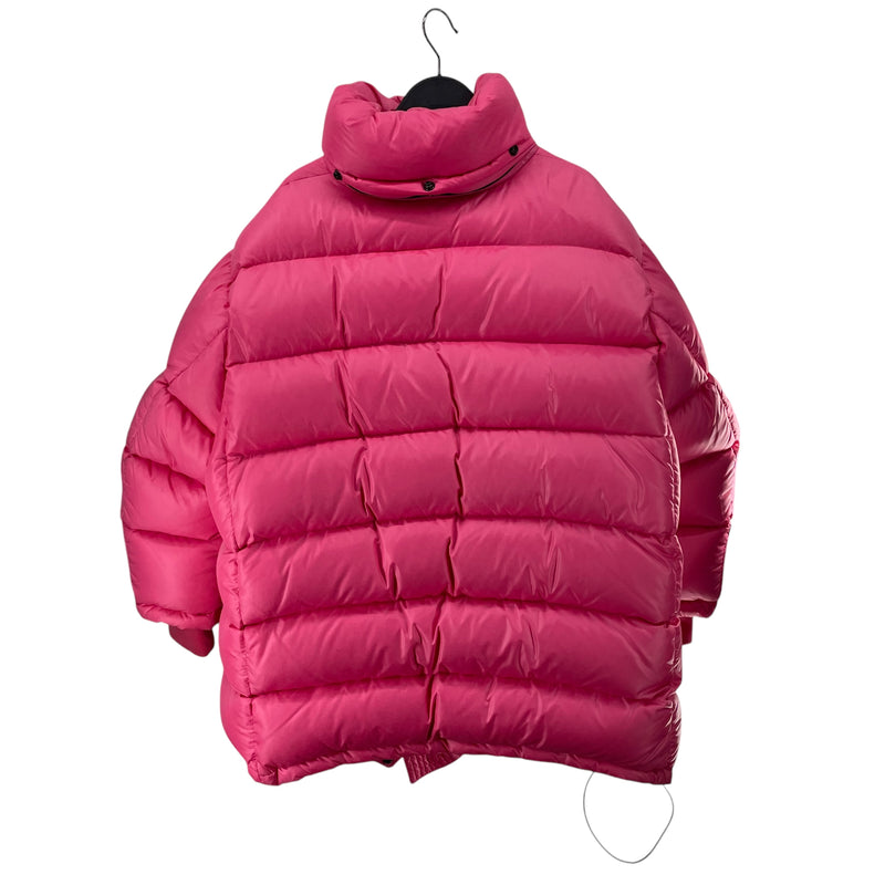 BALENCIAGA/Puffer Jkt/36/Polyester/PNK/BLACK LOGO ON FRONT