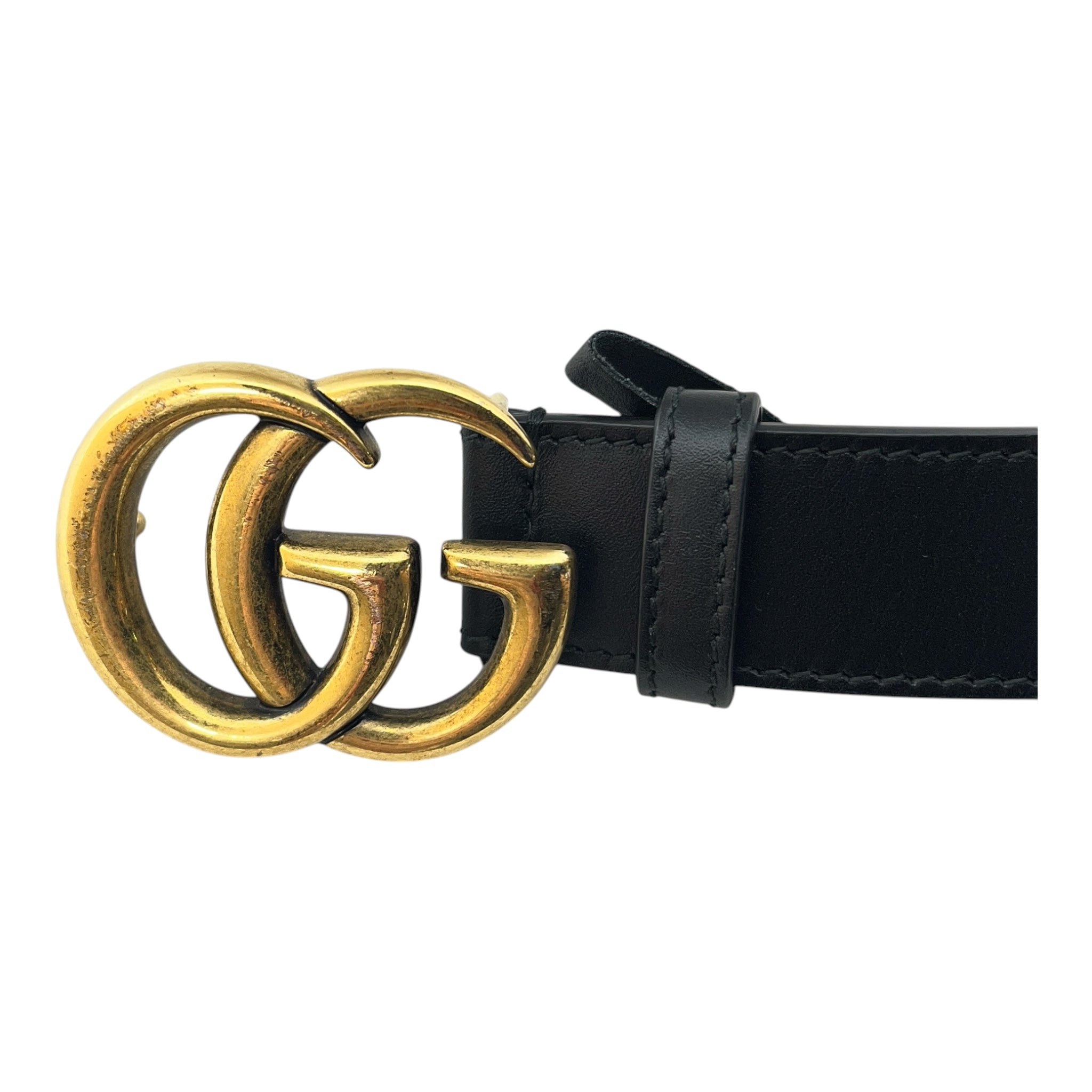 GUCCI/Belt/Leather/BLK/GOLD GG view 3