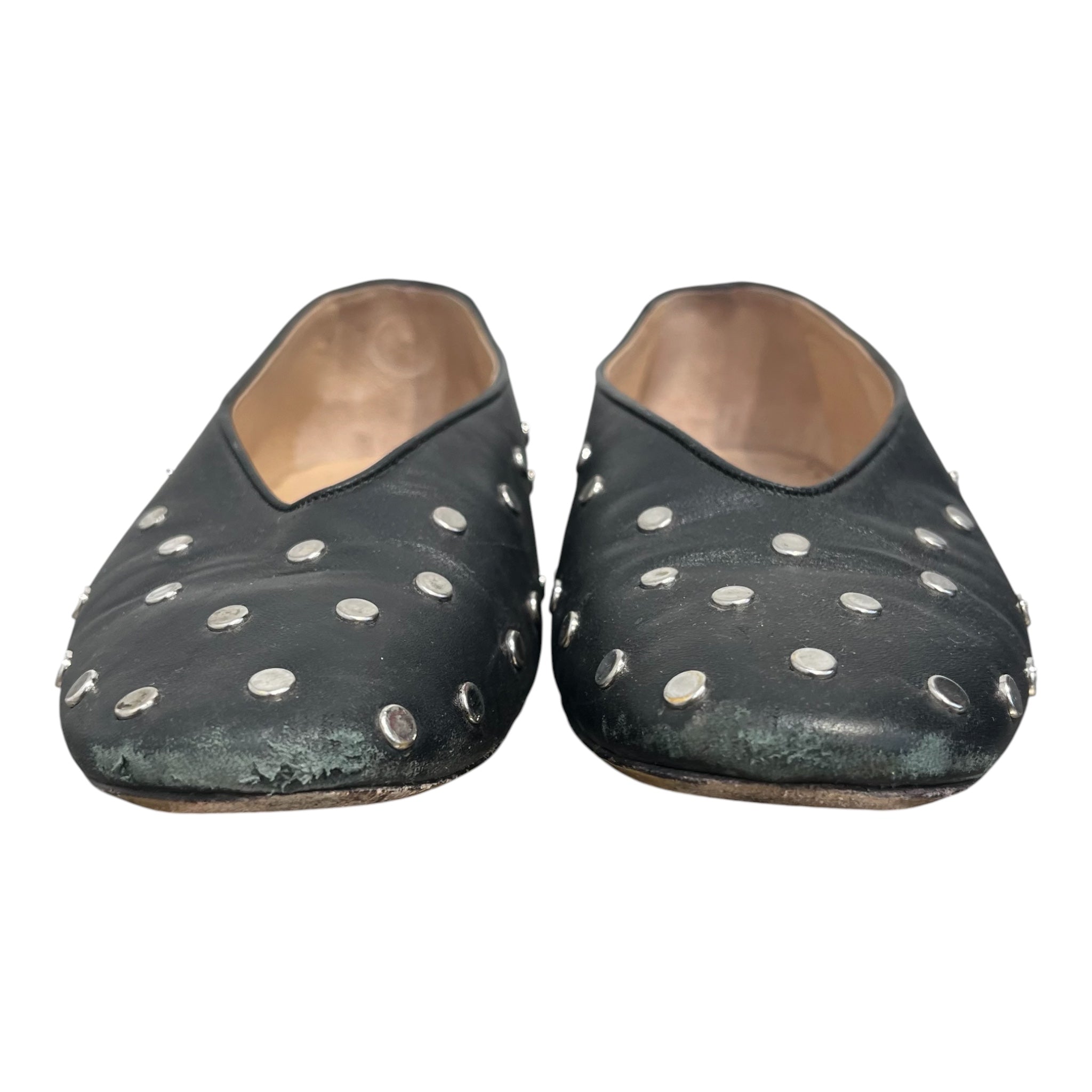 LE MONDE/Flat Shoes/EU 37/Polka dot/Leather/BLK/SILVER STUD CIRCLES view 9