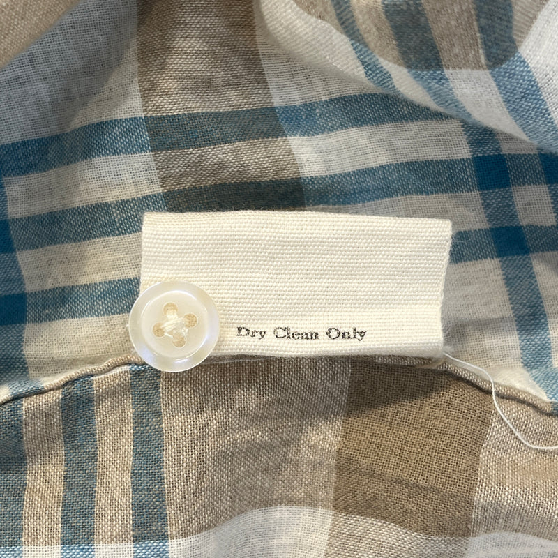 BODE/SS Shirt/S/Cotton/CRM/Plaid/BLUE FLOWERS EMBROIDERED