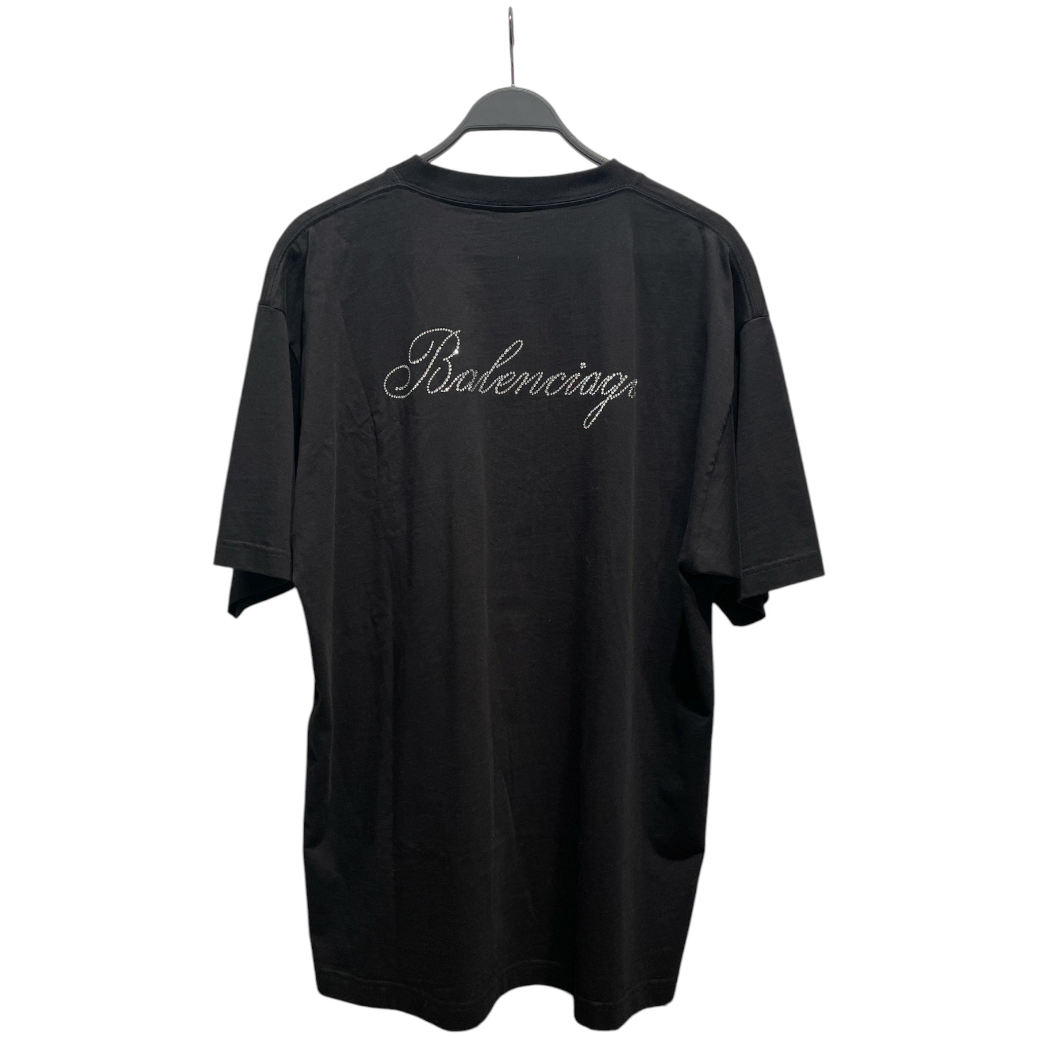 BALENCIAGA/T-Shirt/S/Cotton/BLK/Balenci Glitter back logo view 2
