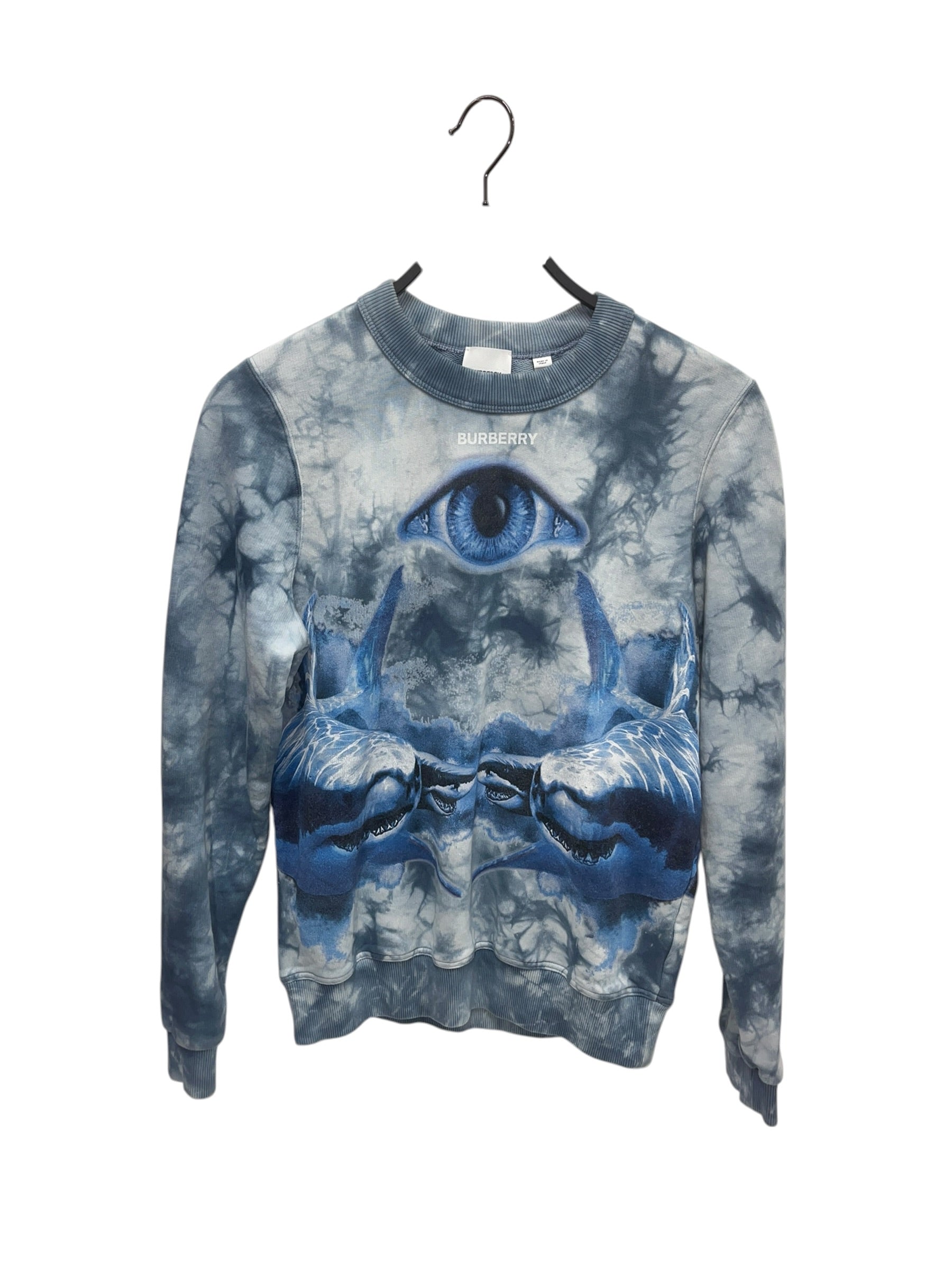 BURBERRY LONDON/Sweatshirt/XS/All Over Print/Cotton/BLU/Shark Print view 1