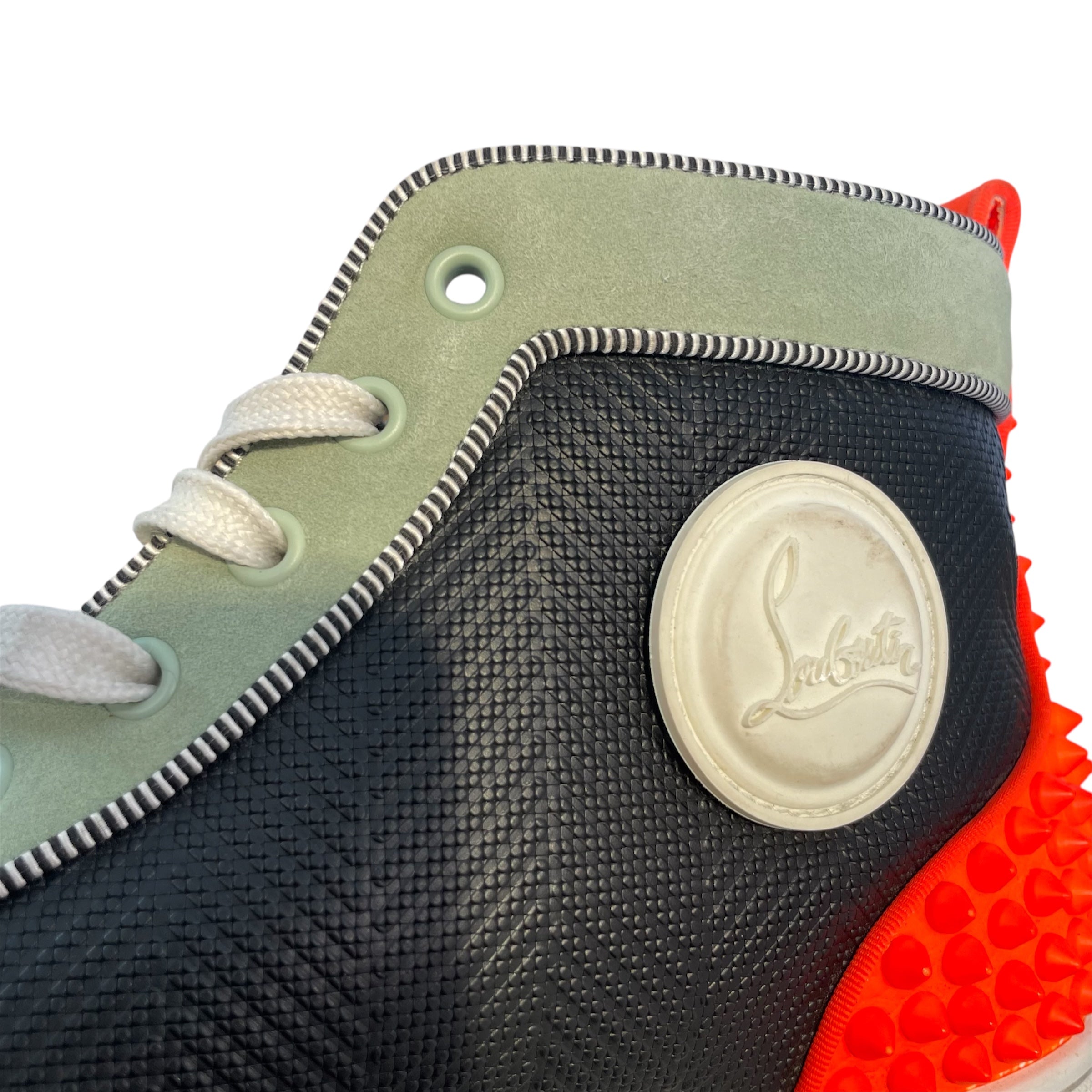 Christian Louboutin/Hi-Sneakers/EU 42/GRN/neon orange heel/studded view 4