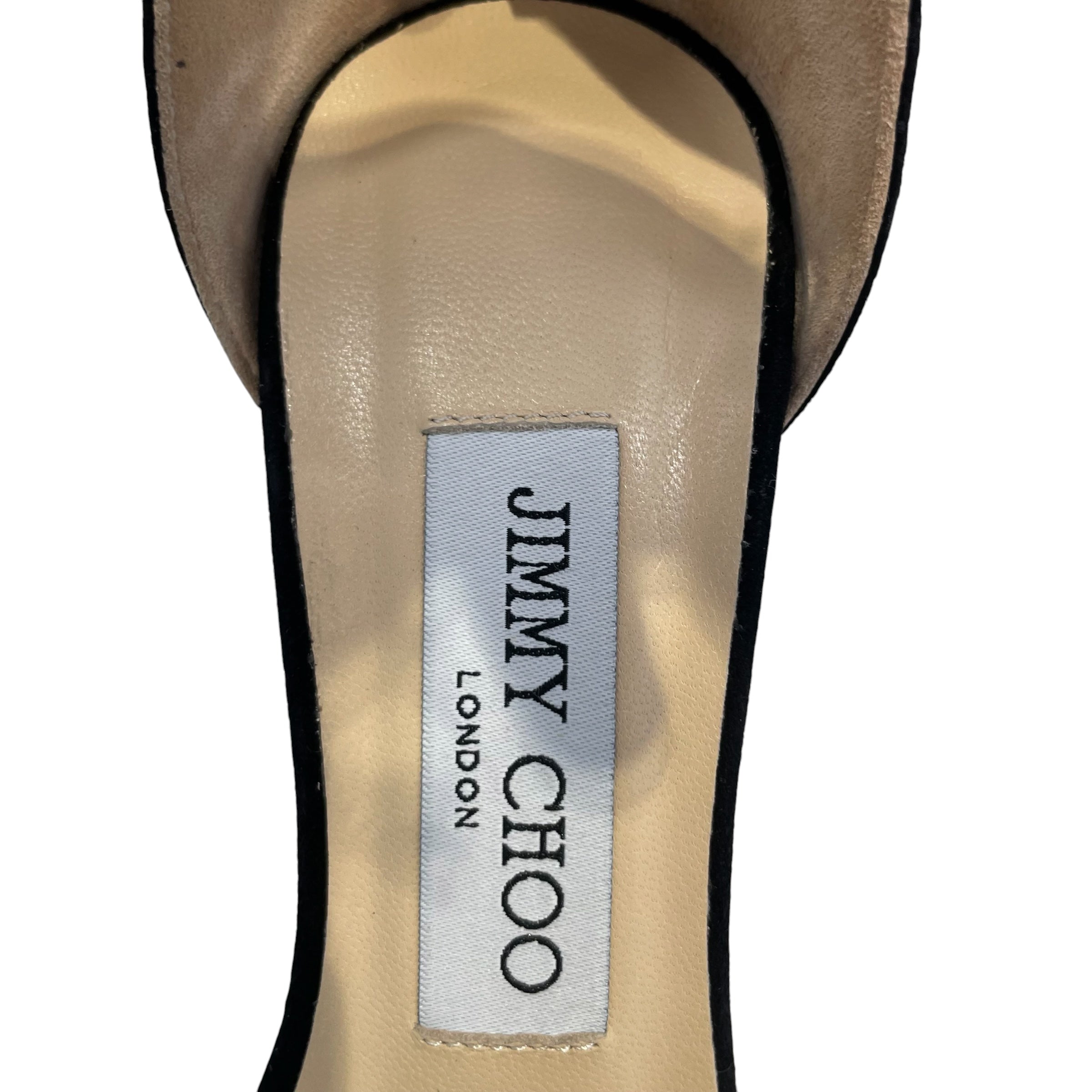 JIMMY CHOO/Heels/EU 35/All Over Print/Suede/BLK/gems/feather tassel/italy view 3