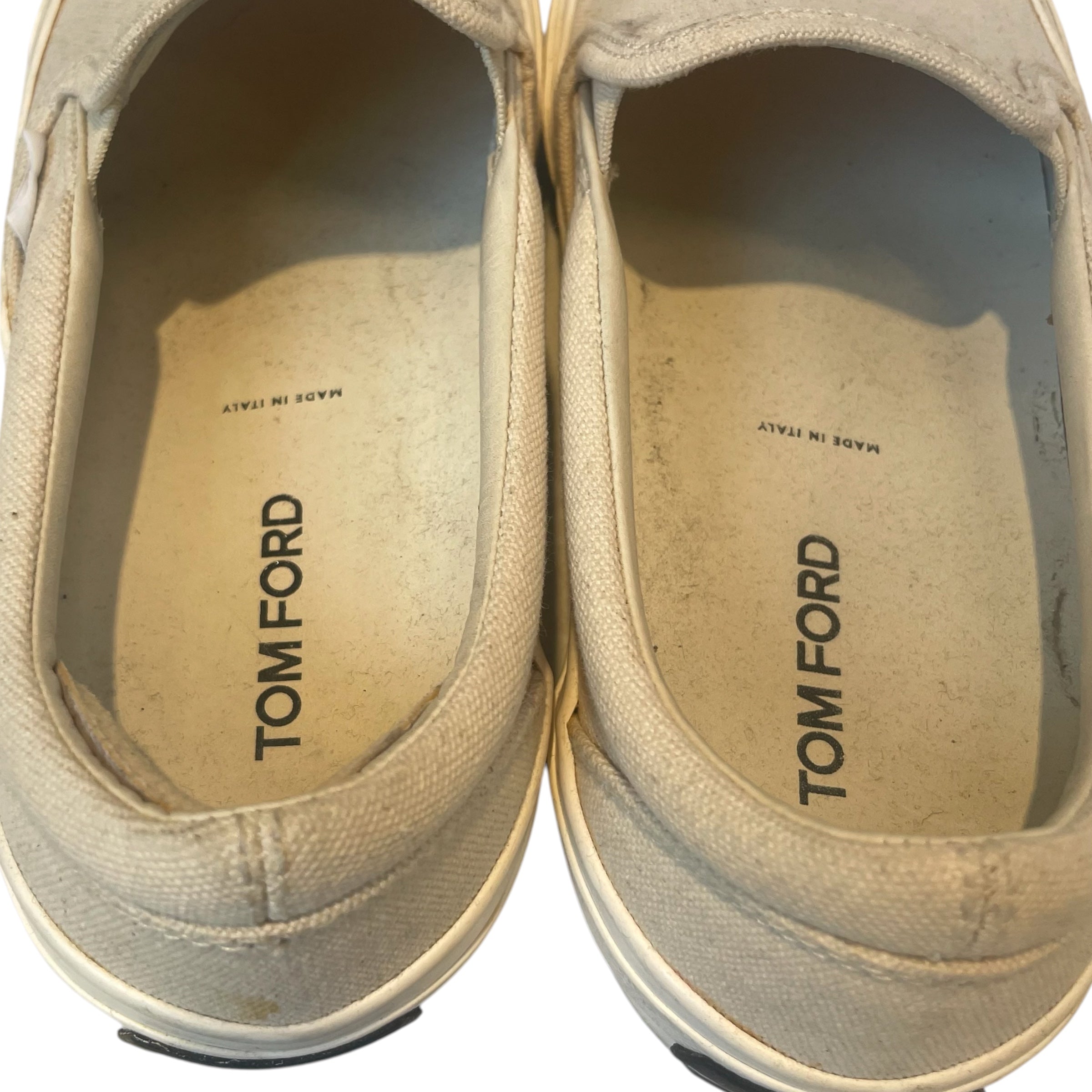 TOM FORD/Low-Sneakers/US 6.5/Cotton/WHT/CANVAS SLIP-ONS view 4