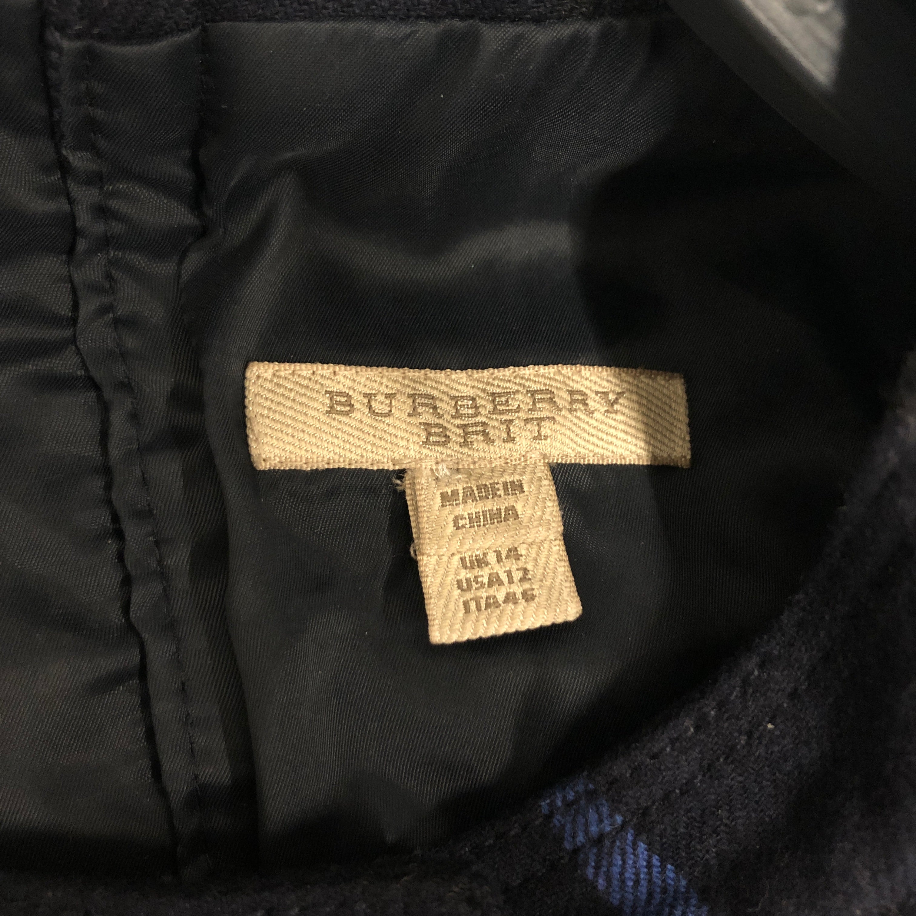 BURBERRY BRIT/SS Dress/12/Plaid/Wool/NVY/Metallic Buttons, Waist Belt view 3