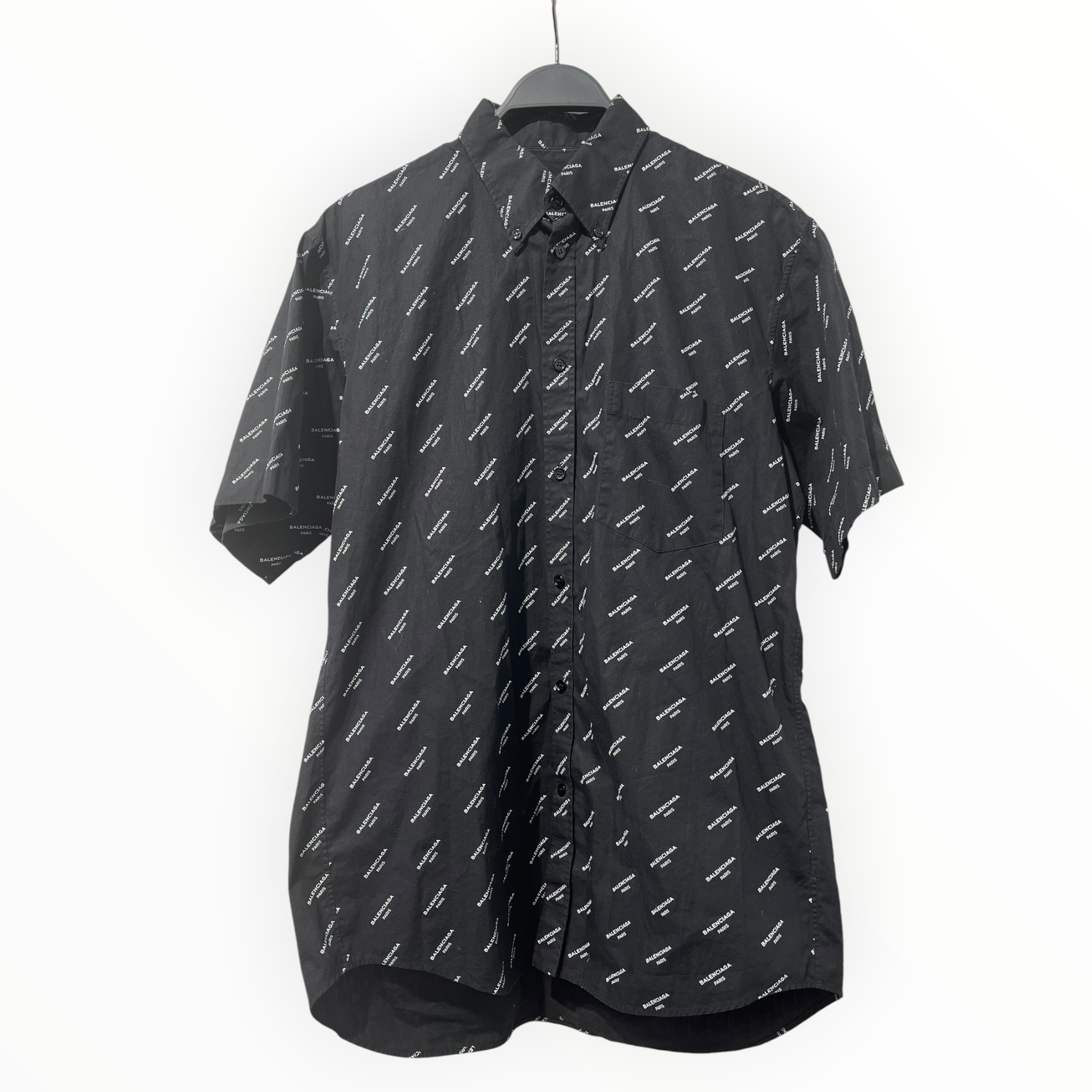 BALENCIAGA/Shirt/38/Cotton/BLK/Monogram/BUTTON COLLAR WHITE LOGO view 1