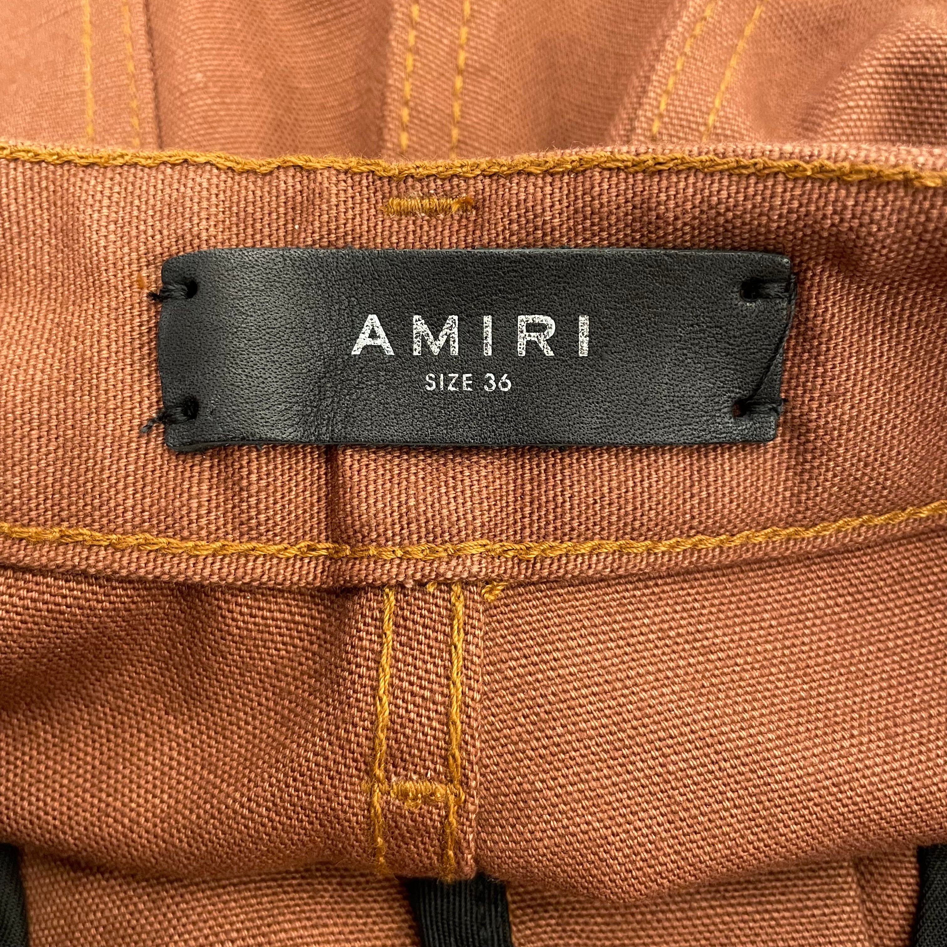 AMIRI/Wide Leg Pants/36/Cotton/BRW/DOUBLE STICH\ WAIST BUCKLE view 3