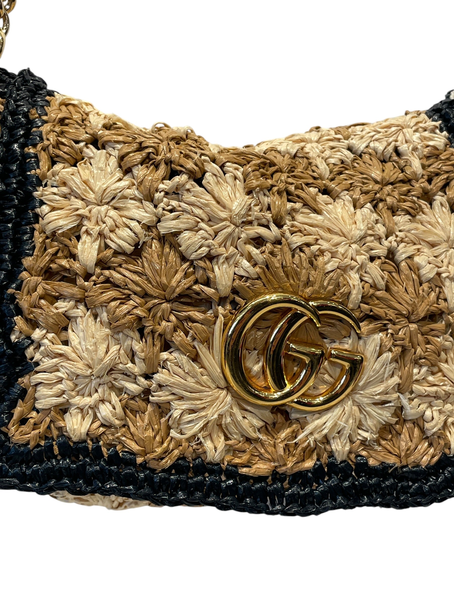GUCCI/Cross Body Bag/BEG/GG MARMONT FLORAL RAFFIA view 3