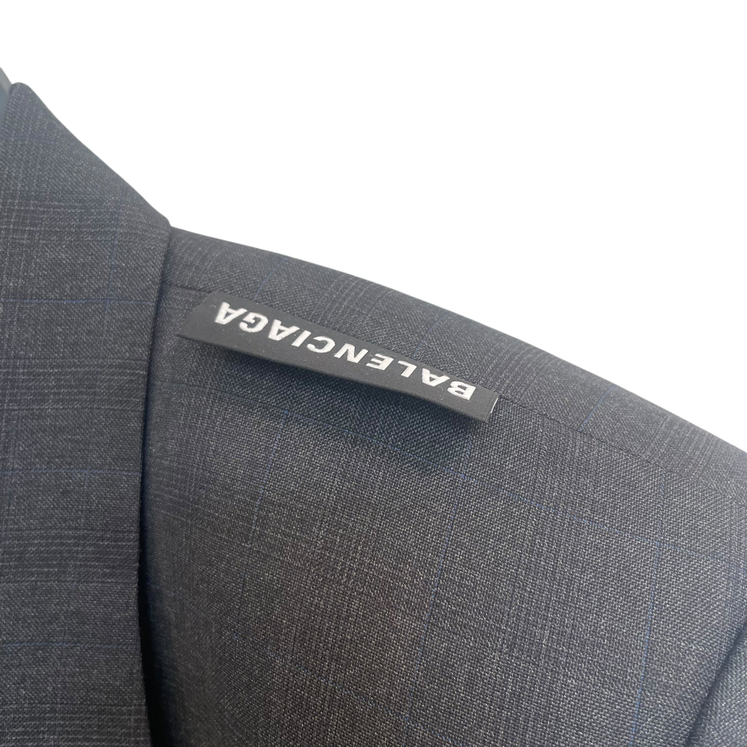 BALENCIAGA/Jacket/46/Cotton/GRY/lng blazer lft shlder tag view 3