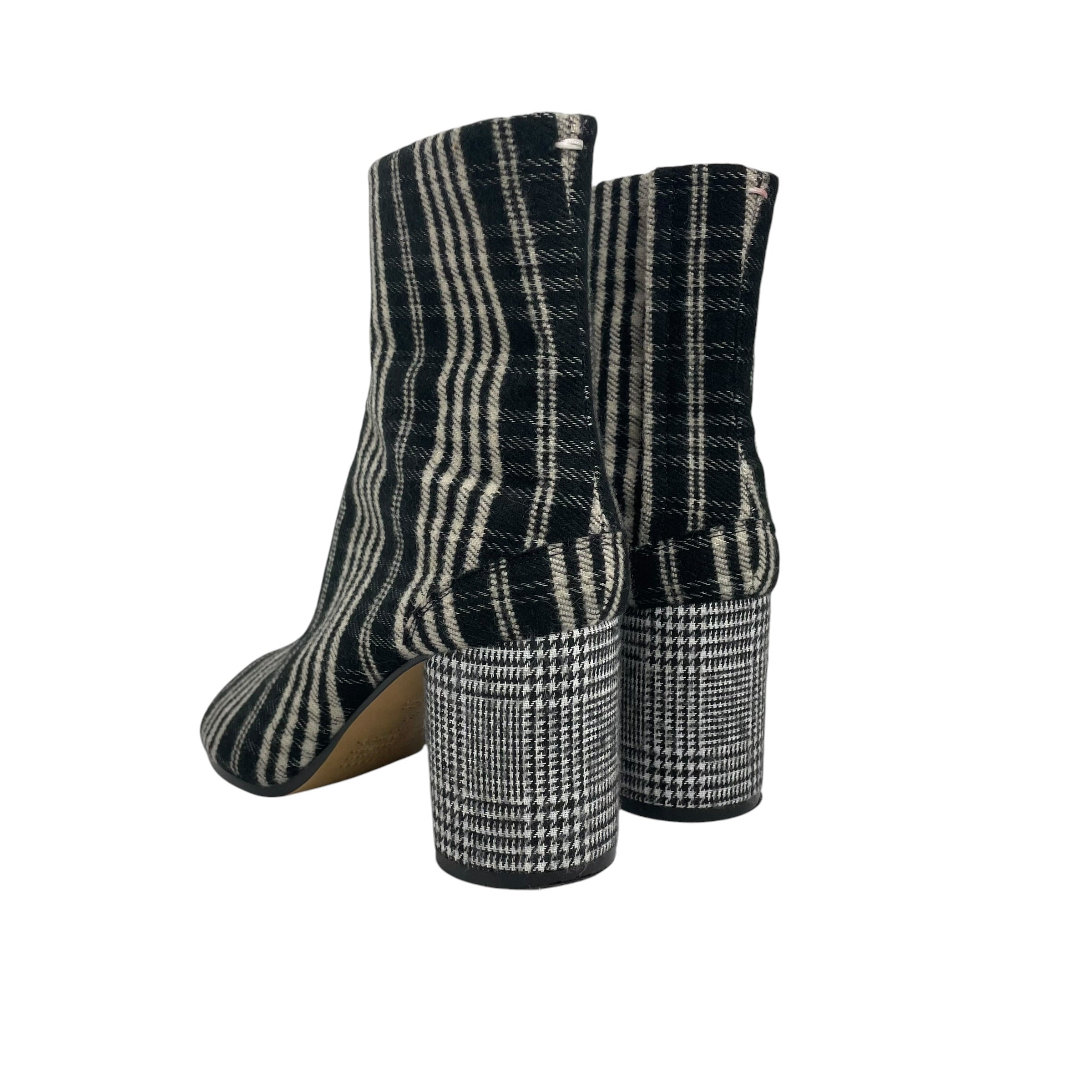 Maison Margiela/Booties/EU 35/Plaid/Wool/BLK/PLAID WOOL HOUNDSTOOTH HEEL view 2