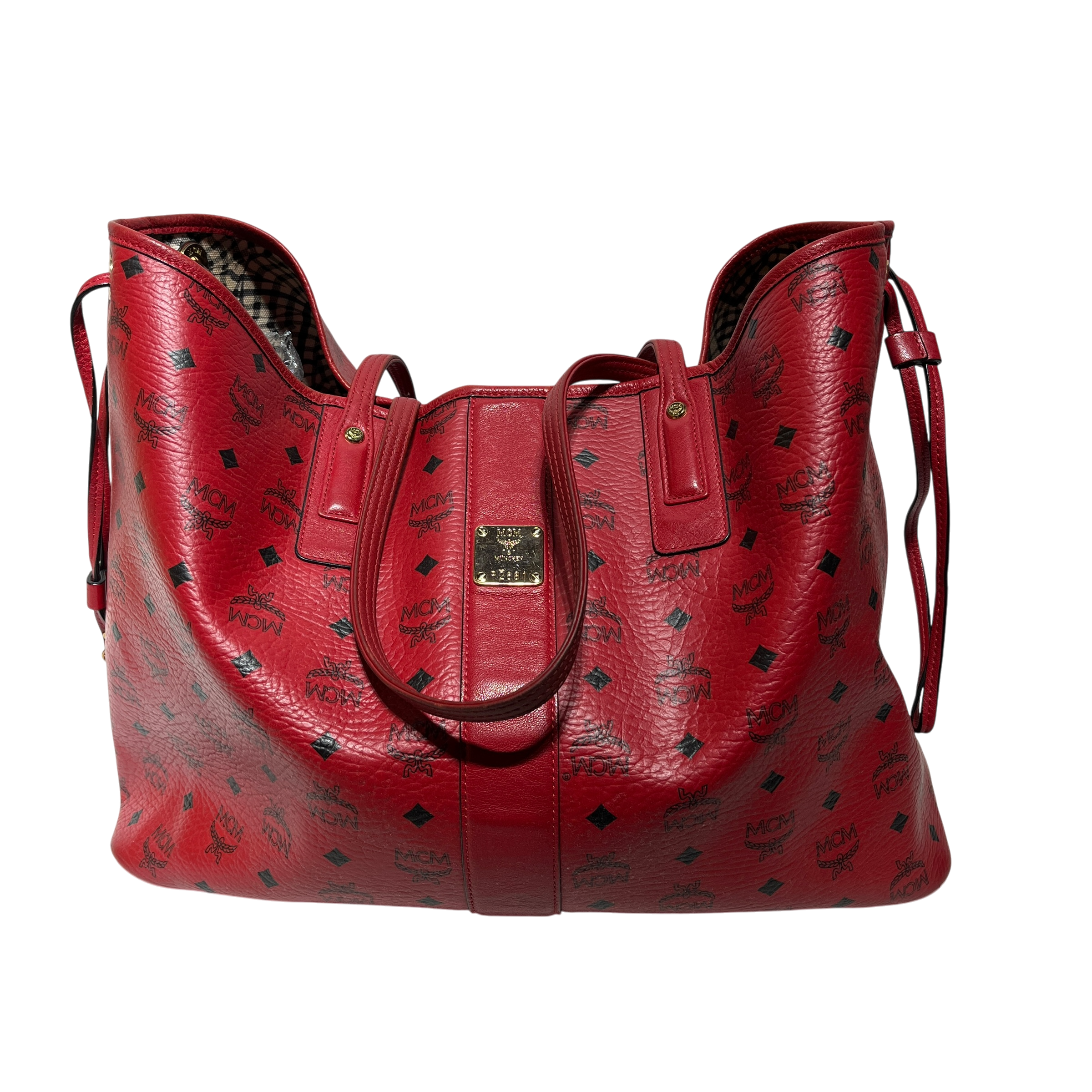 MCM/Tote Bag/Monogram/Leather/RED/Visetos reversible shopper view 1