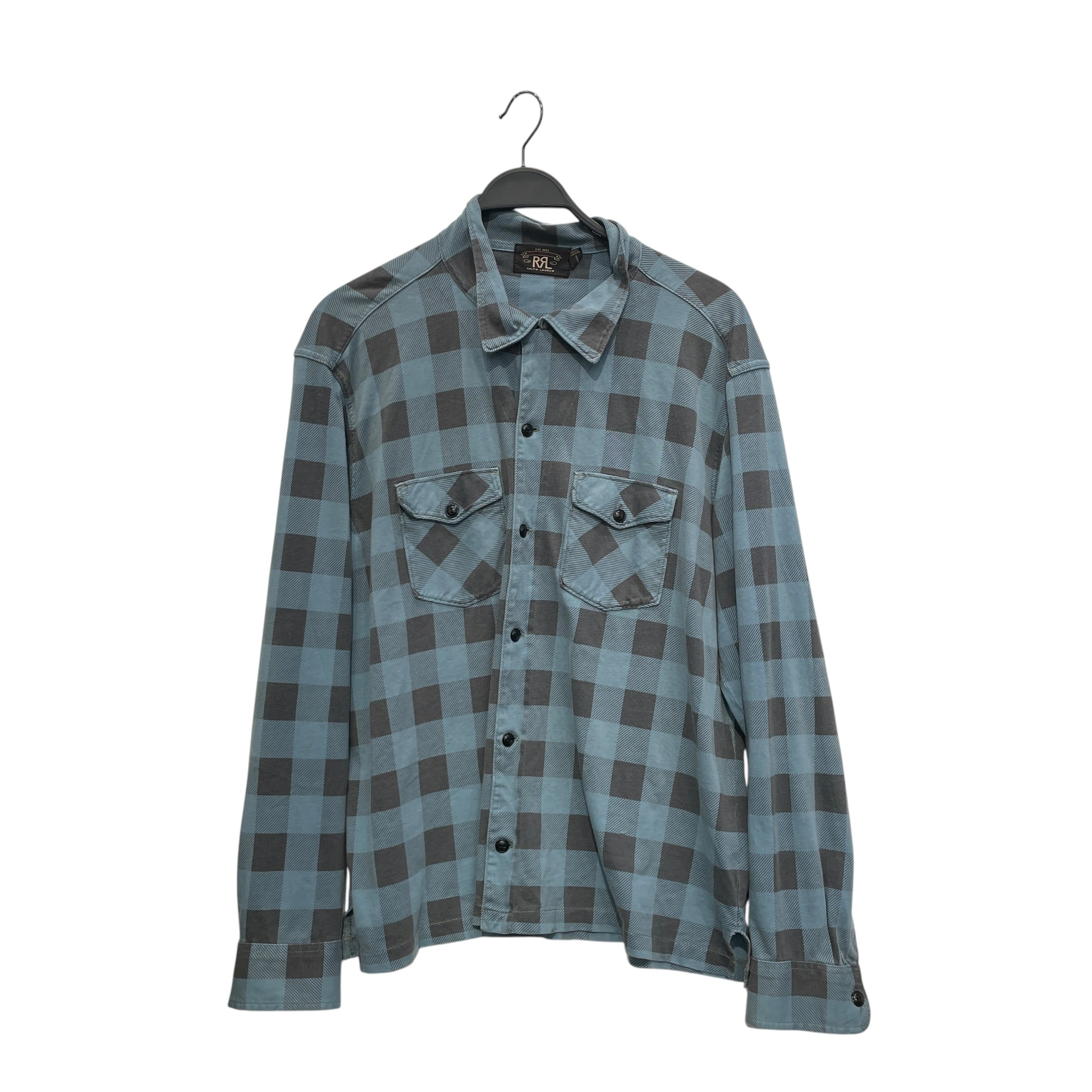 RRL/LS Shirt/XL/Cotton/BLU/Plaid/grey plaid black button view 1