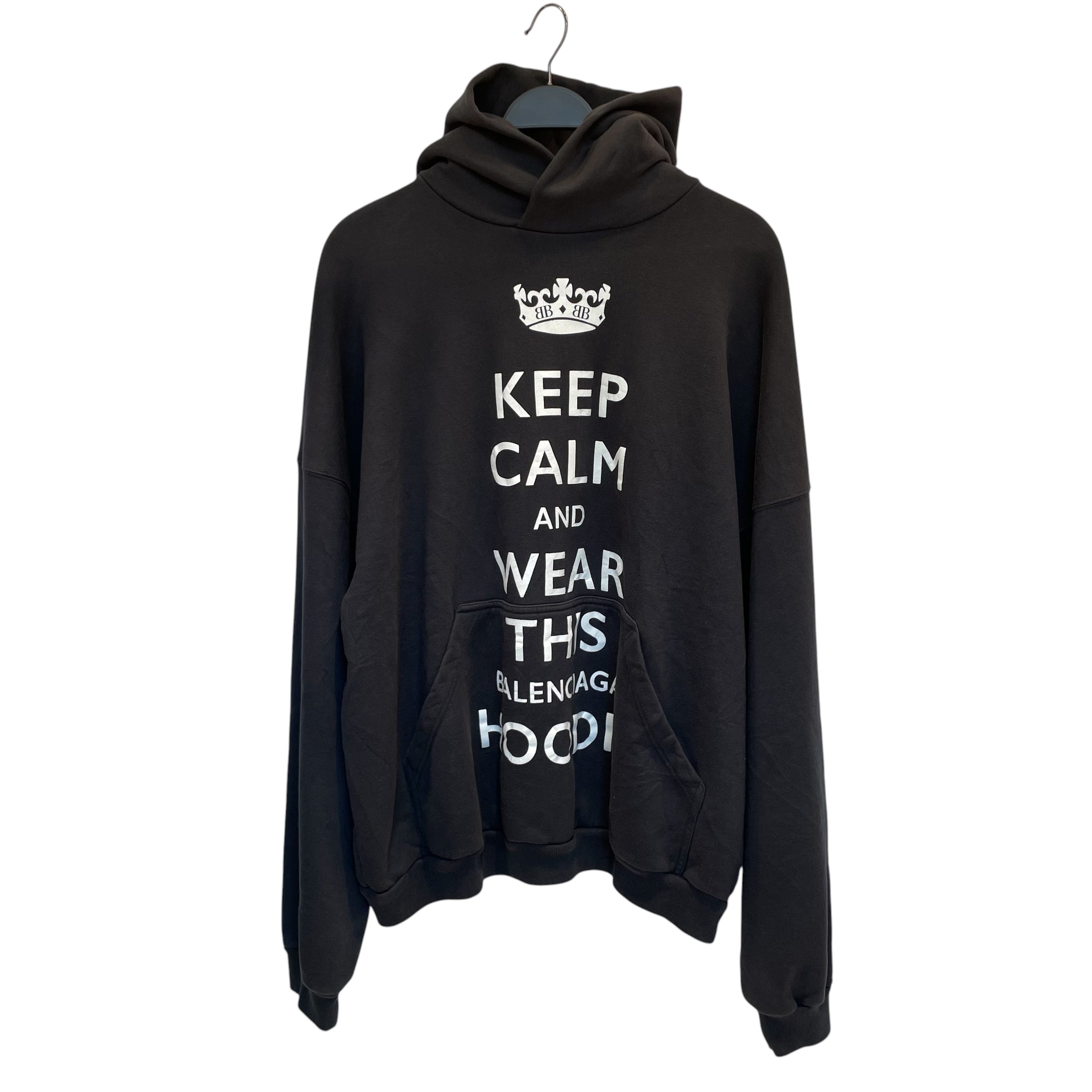 BALENCIAGA/Hoodie/S/Cotton/BLK/keep calm and wear this hoodie view 1
