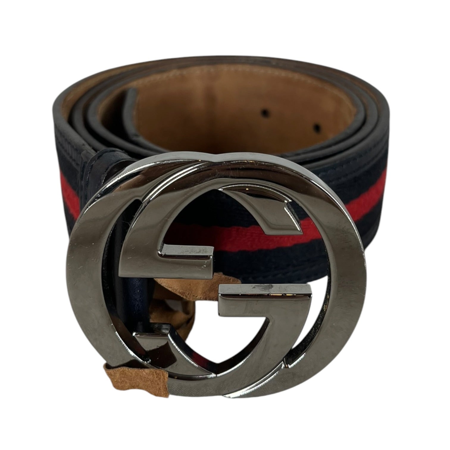 GUCCI/Belt/Stripe/Leather/NVY/M's/Red and blue stripe view 1