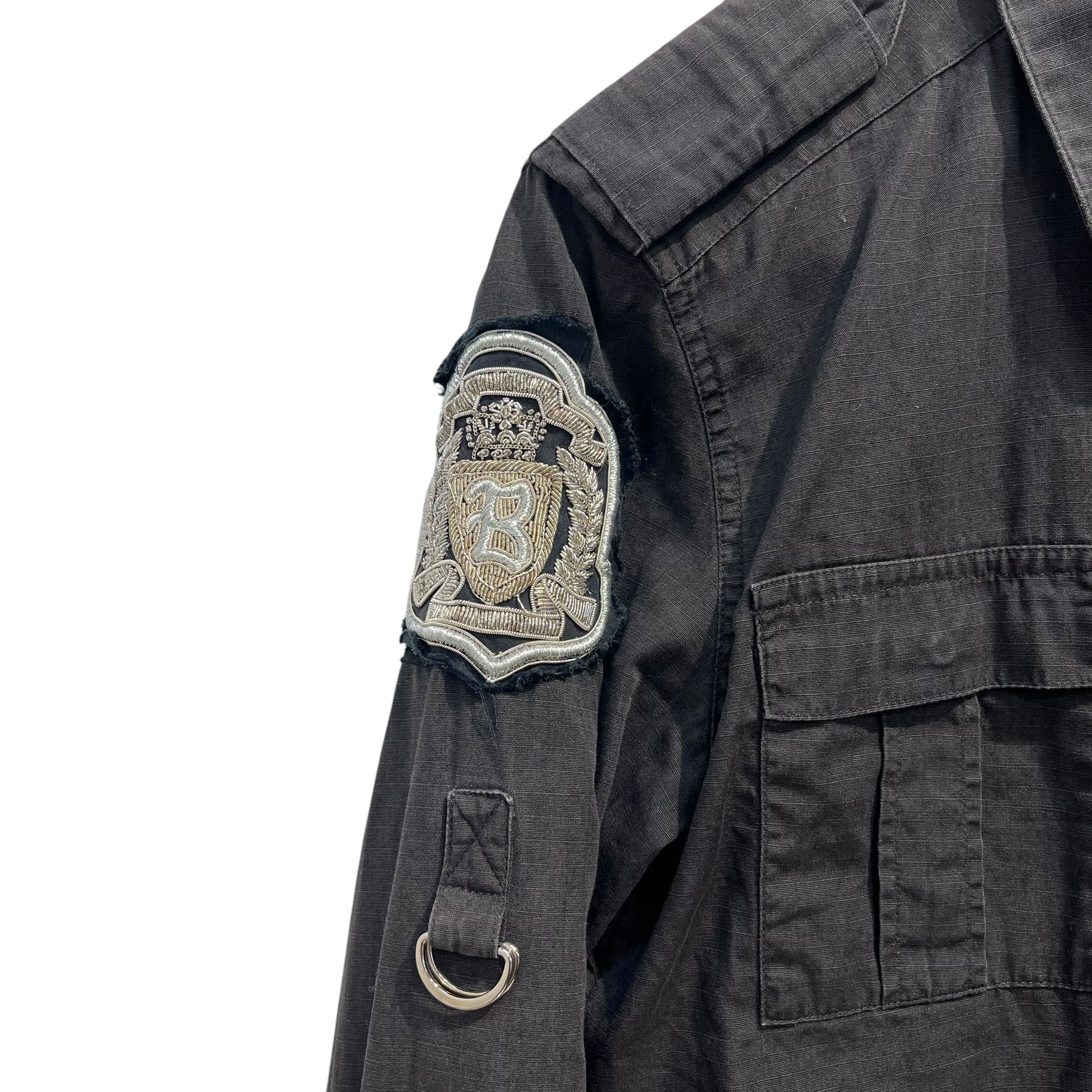 BALMAIN/LS Shirt/36/Cotton/GRY/B SHOULDER PATCH, EAGLE SLVR view 4
