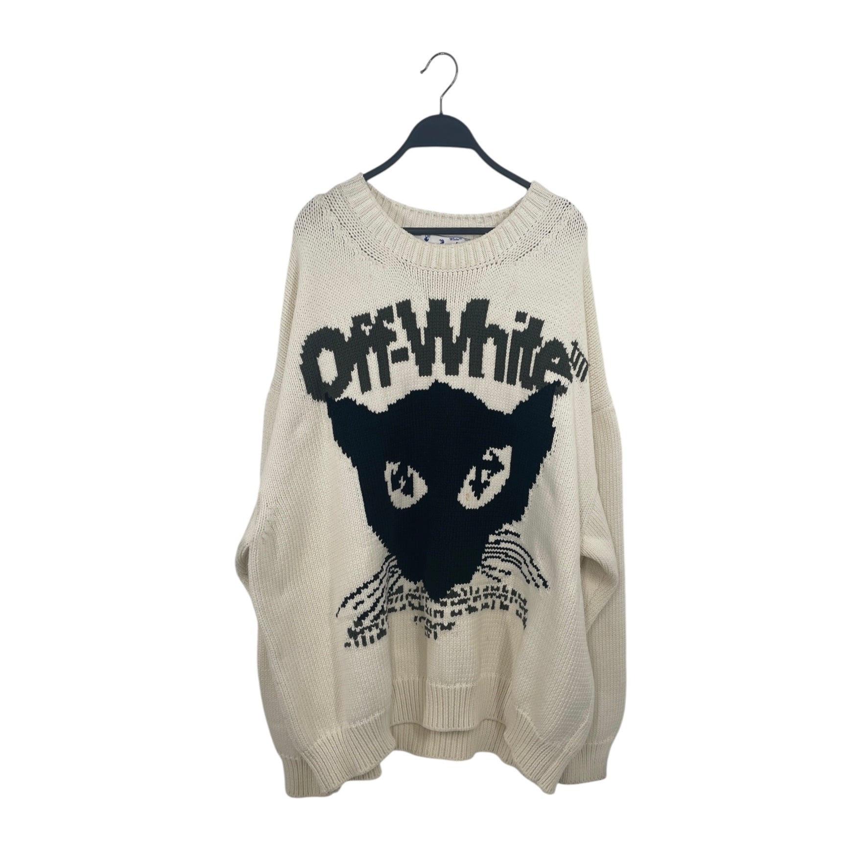 OFF-WHITE/Heavy Sweater/XXL/Graphic/Cotton/CRM/KNITTED CAT FACE view 1