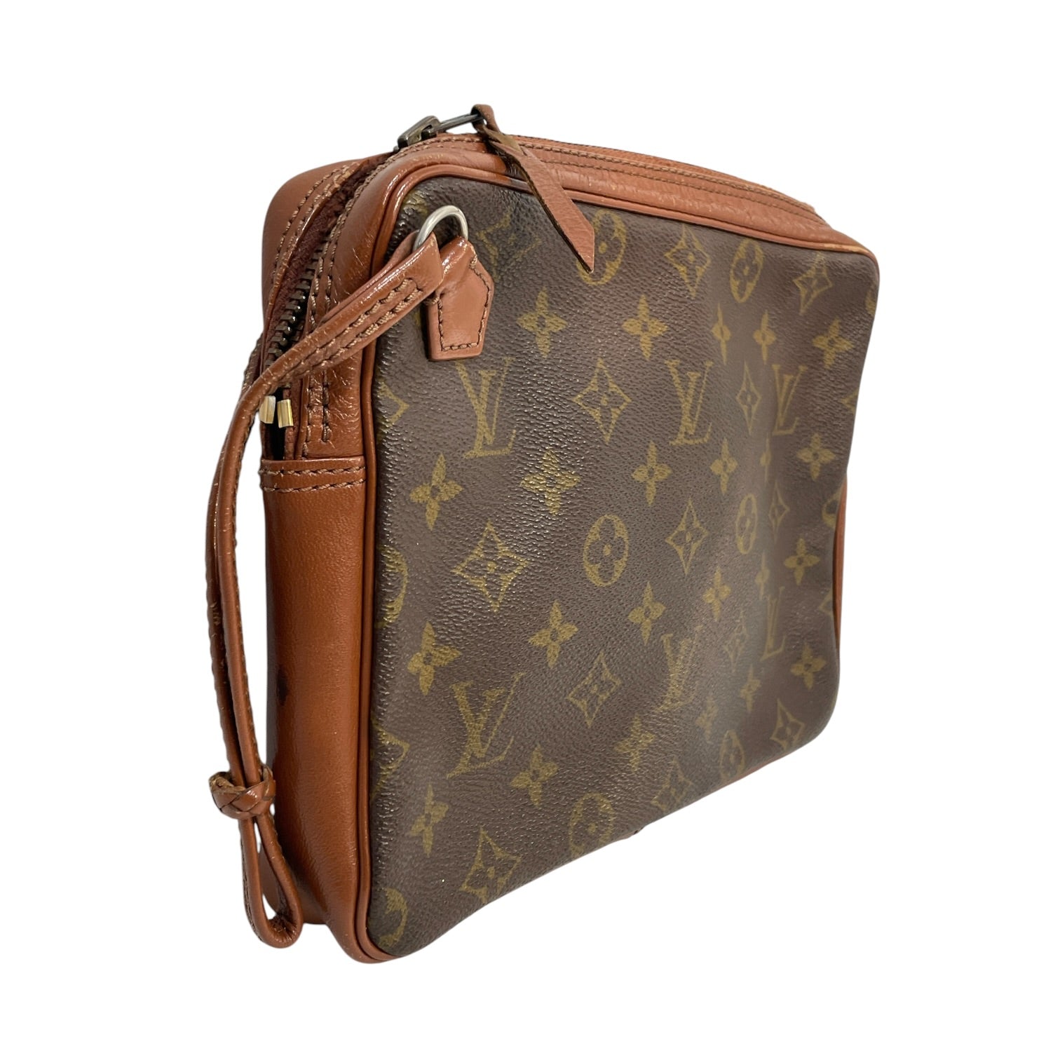 LOUIS VUITTON/Pouch/Monogram/Leather/BRW/sac bandouliere wristlet view 3