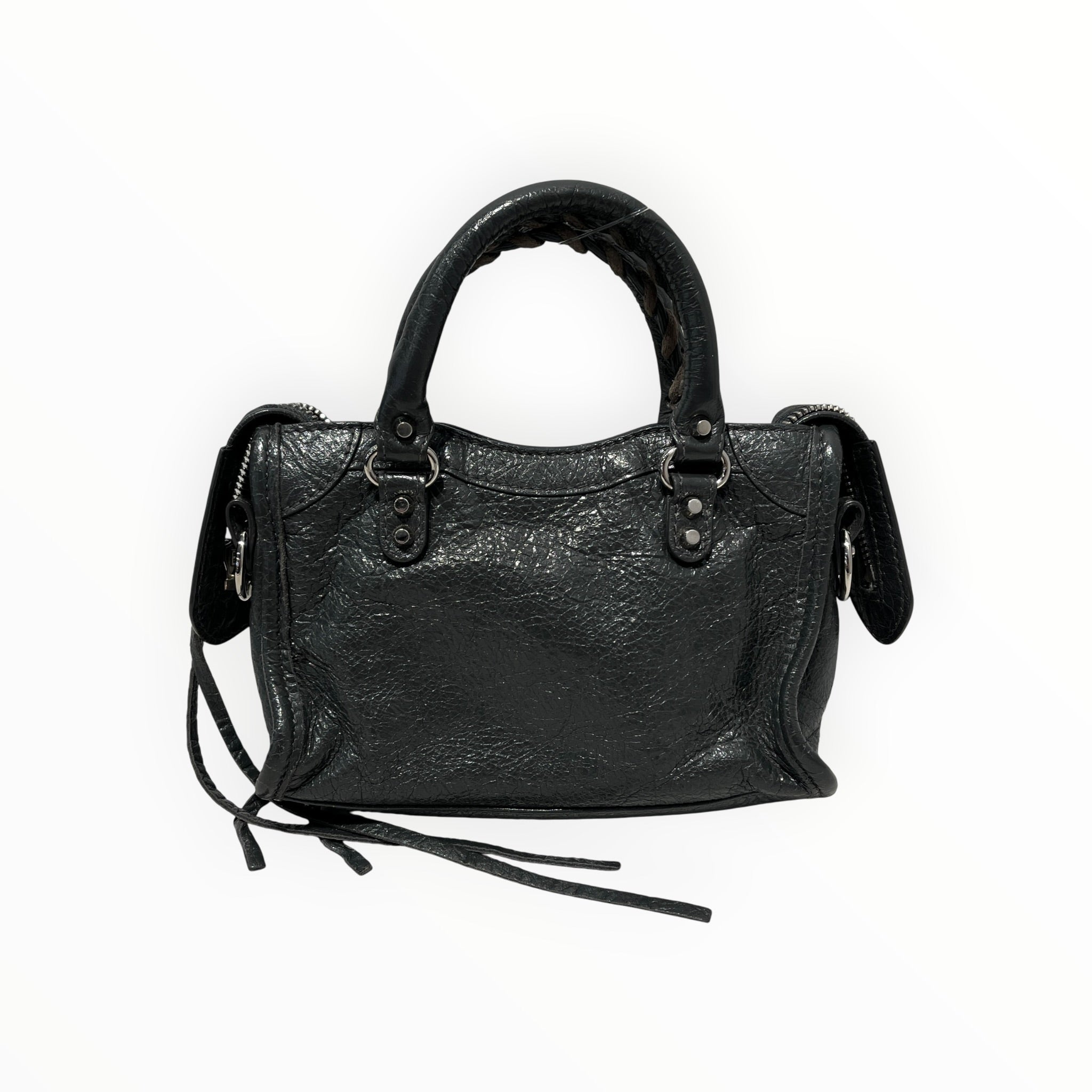 BALENCIAGA/Cross Body Bag/Leather/GRY/Mini city/distressed view 2