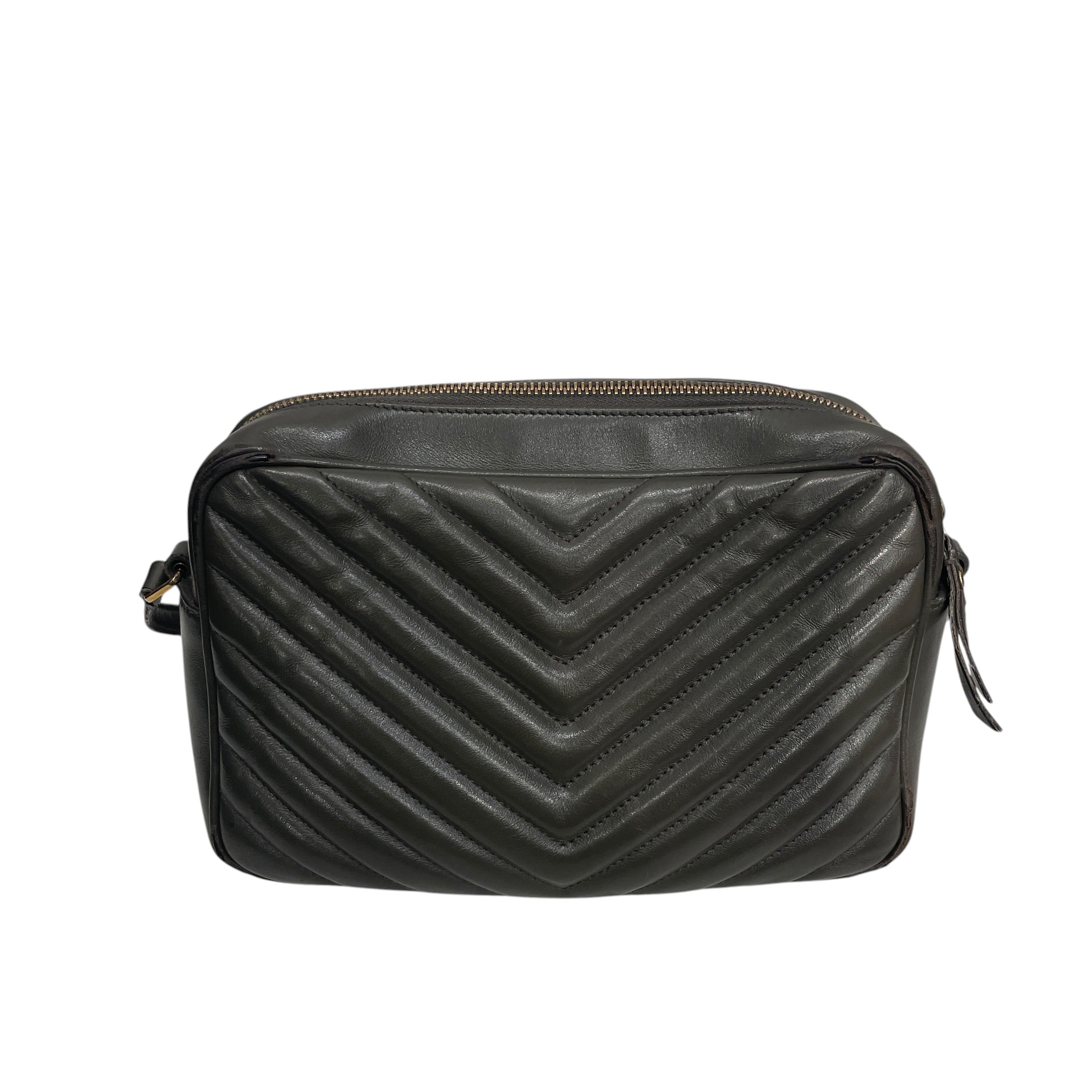 YVES SAINT LAURENT/Cross Body Bag/Stripe/Leather/GRY/CALFSKIN CAMERA BAG view 2