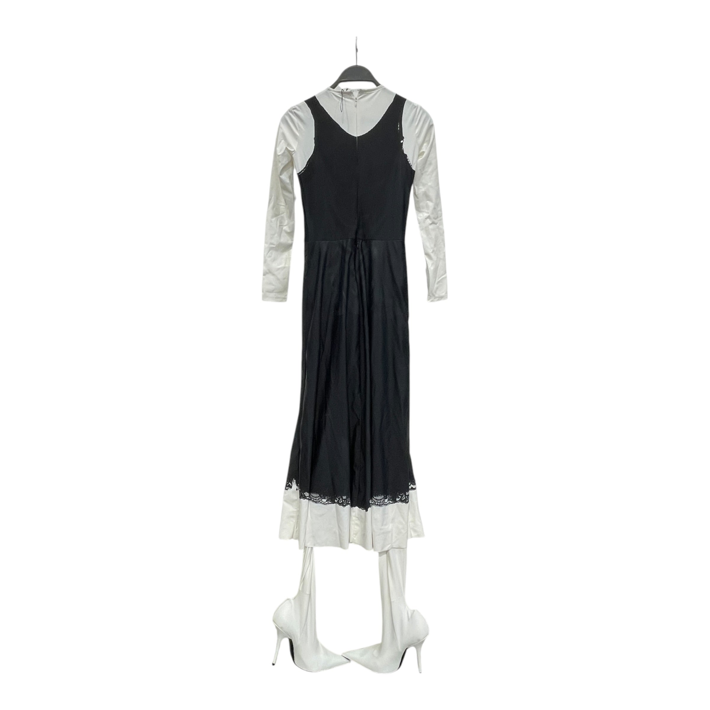 BALENCIAGA/LS Dress/36/Graphic/Polyester/WHT/3D PRINTED LACE DRESS W BOOTS view 2