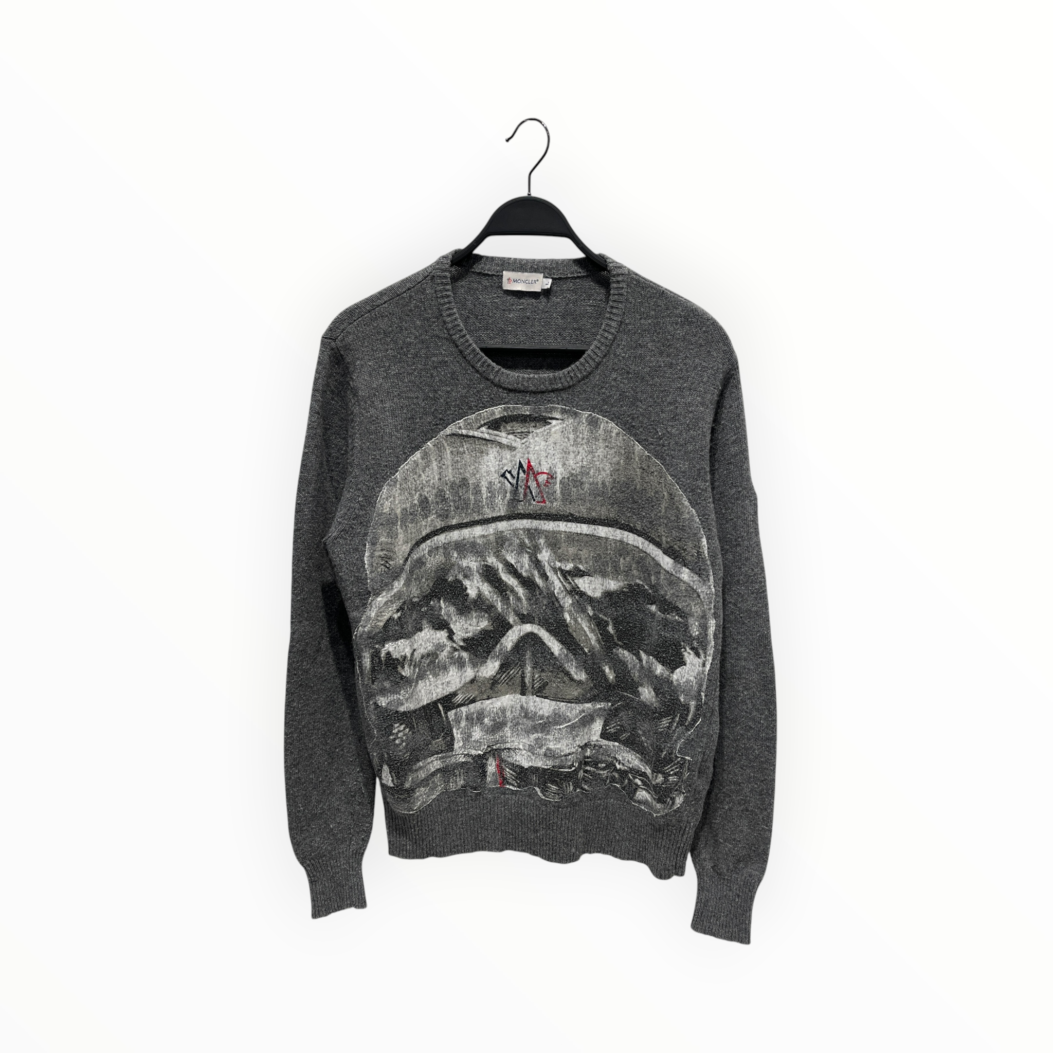 MONCLER/Sweater/L/Wool/GRY/print knit sweater view 1