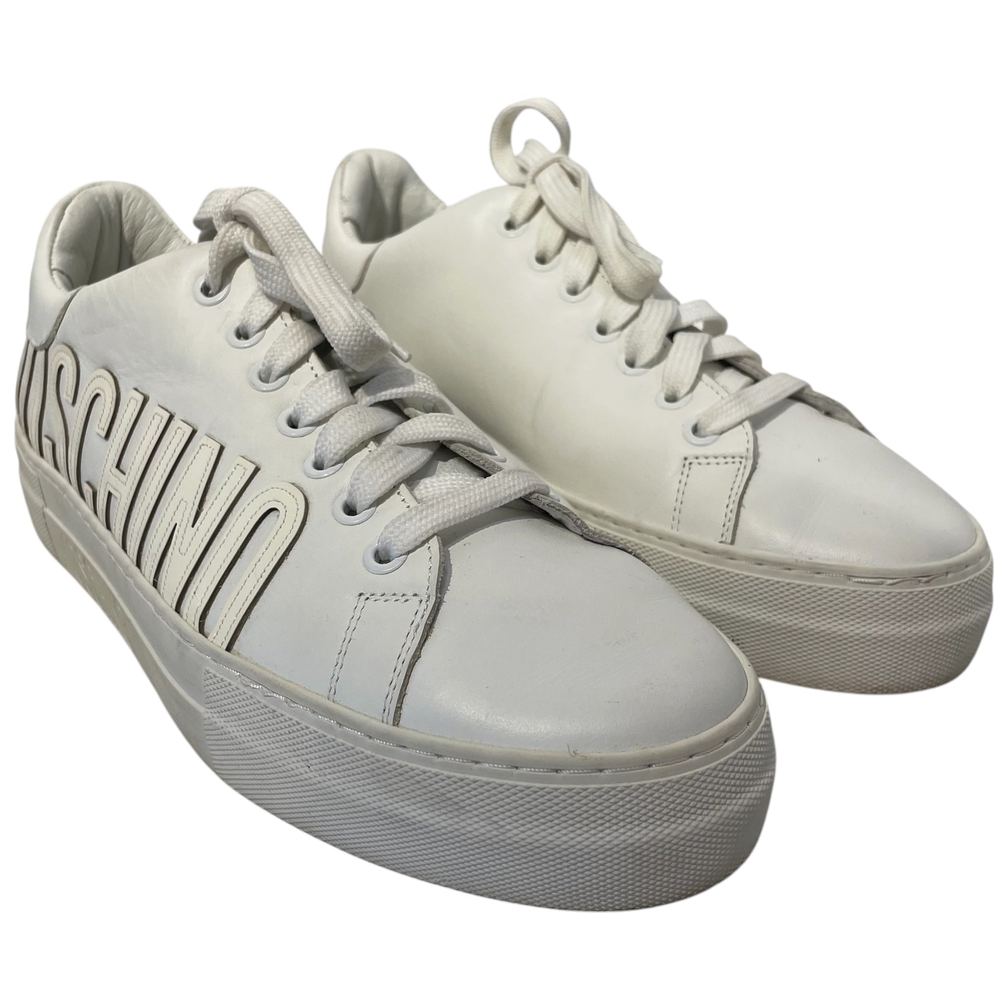 MOSCHINO/Low-Sneakers/US 7/Leather/WHT/ view 1