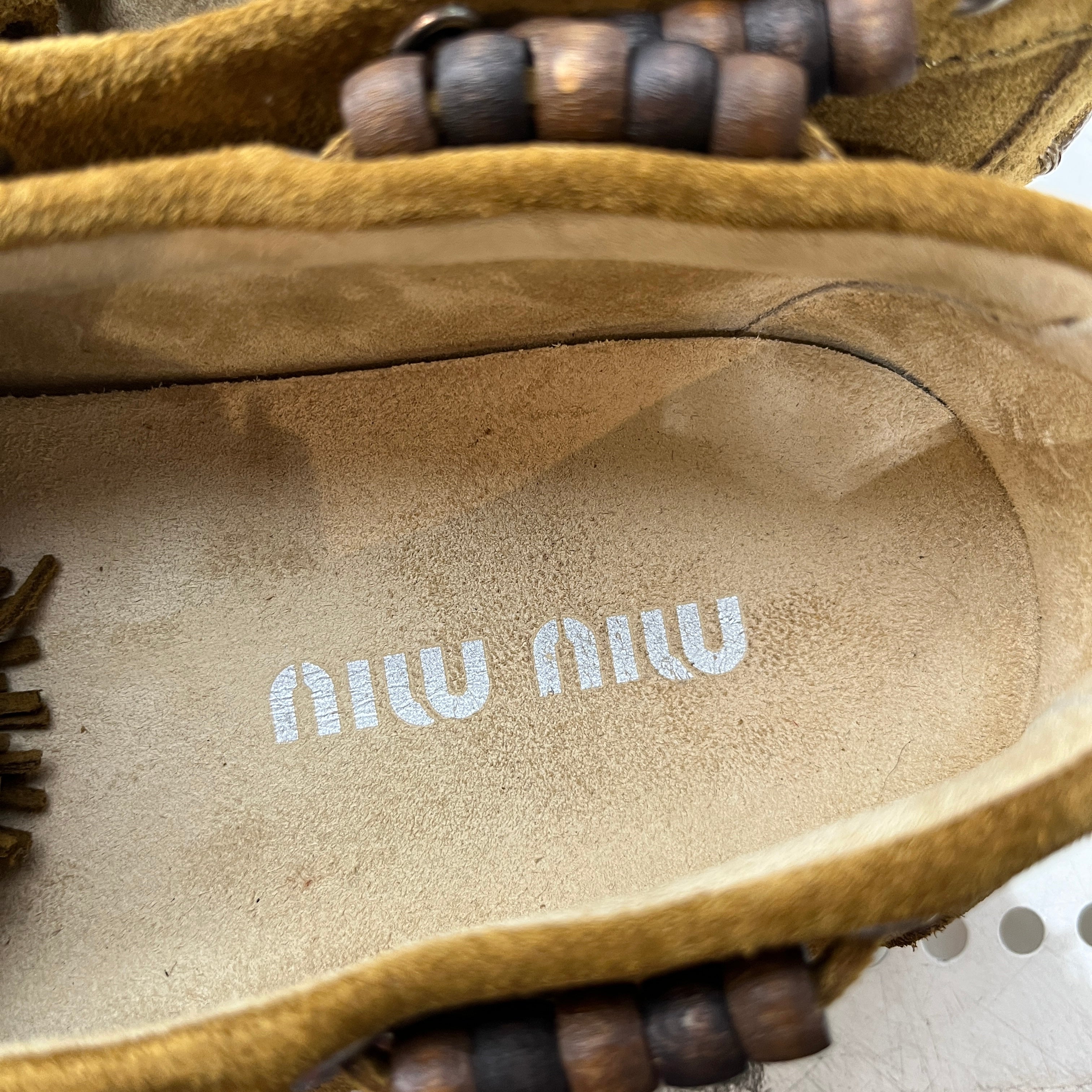 MIU MIU/Low-Sneakers/EU 39/Suede/CML/beaded moccasin view 3