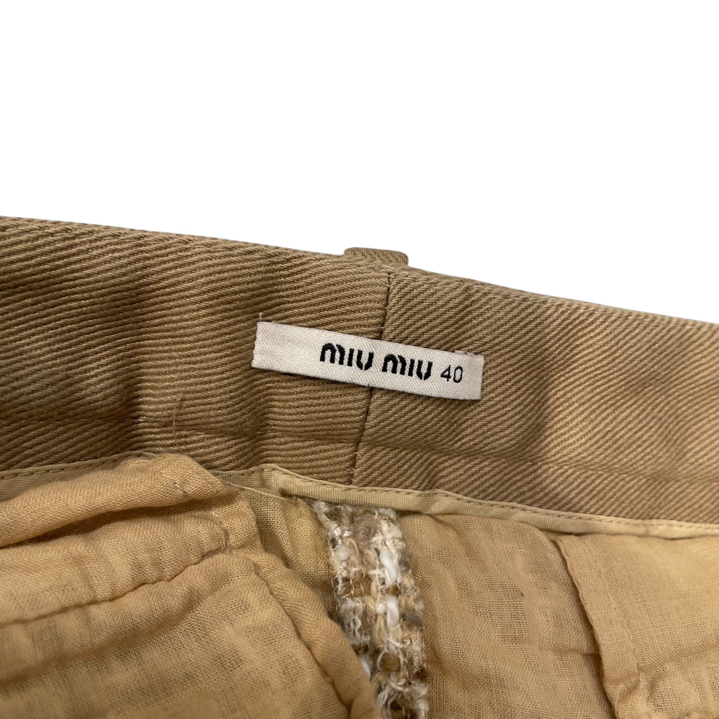 MIU MIU/Shorts/40/Cotton/BEG/Low-rise/MIU MIU BEG TWEED MINI SHORT view 3